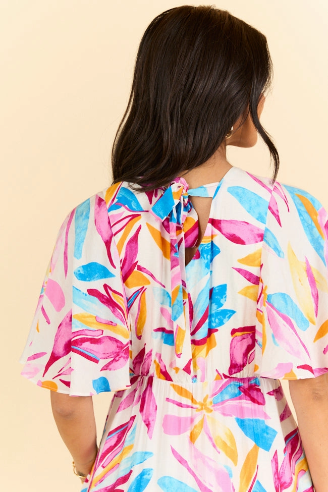 In The Wildflowers Multi Color Short Sleeve V-neck Maxi Dress FINAL SALE Silky Surface