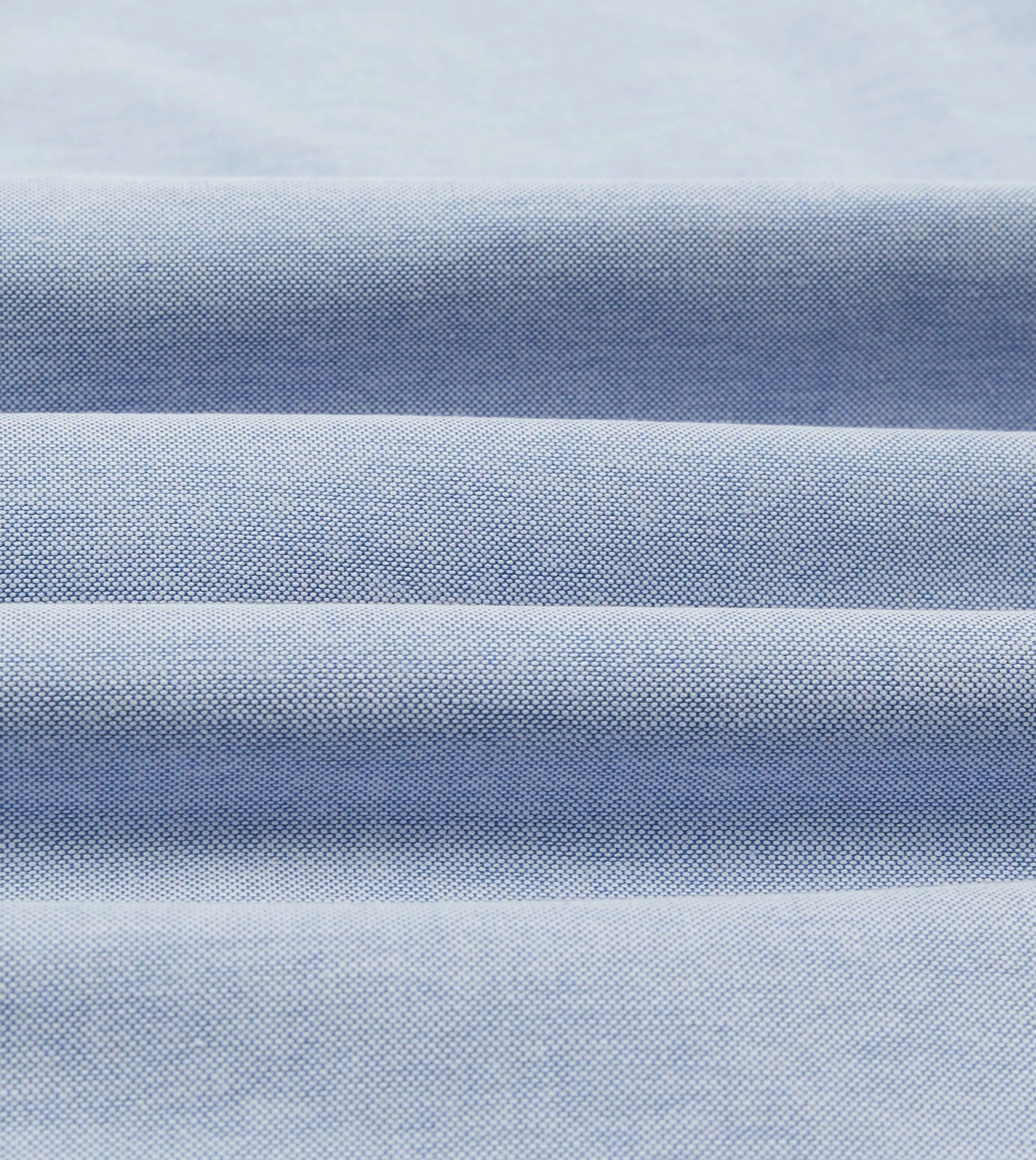 Runway Inspired Mid-Blue Cotton Oxford Cloth Button-Down Shirt