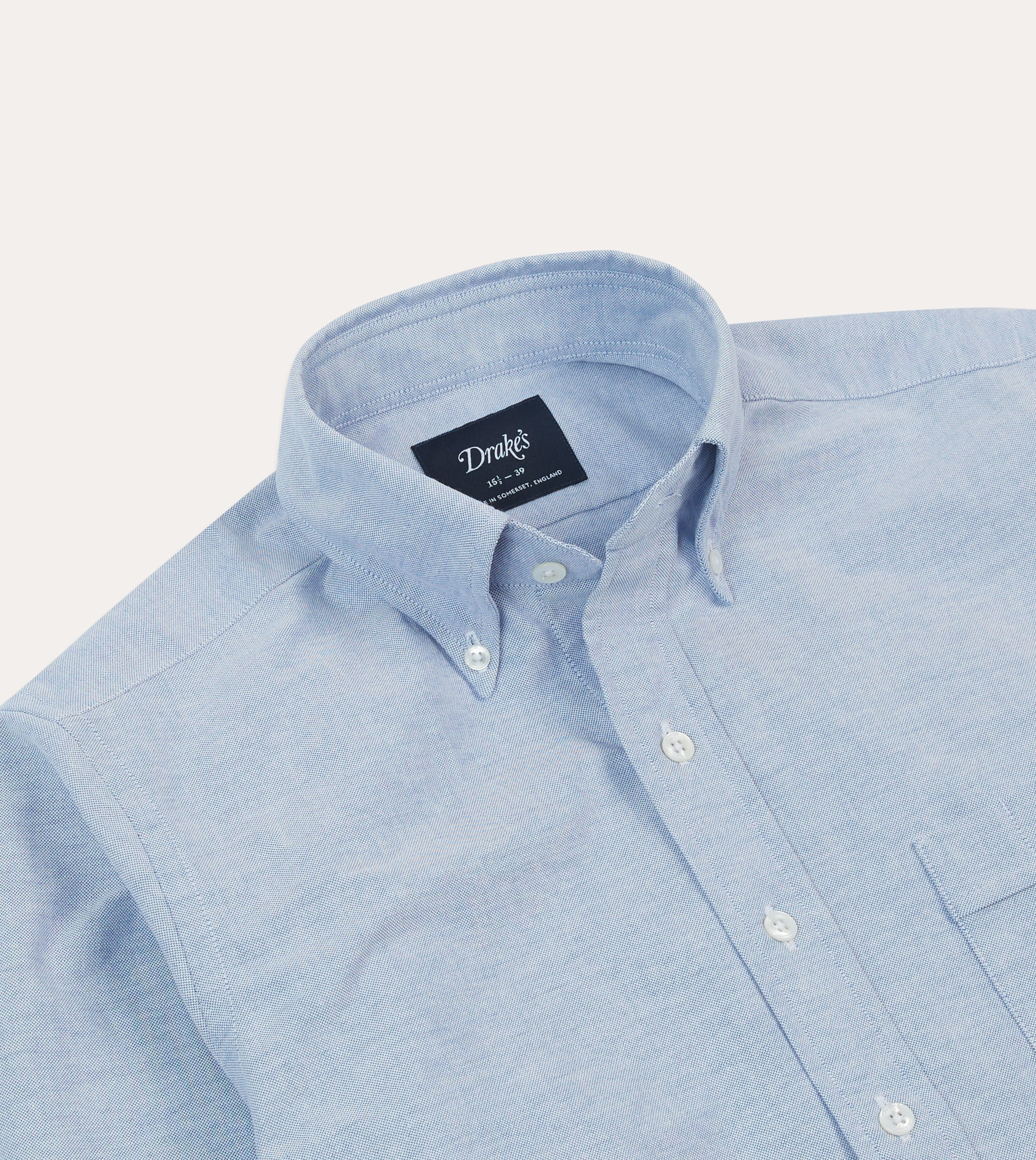 Button Down Design Soft Touch Fabric Mid-Blue Cotton Oxford Cloth Button-Down Shirt
