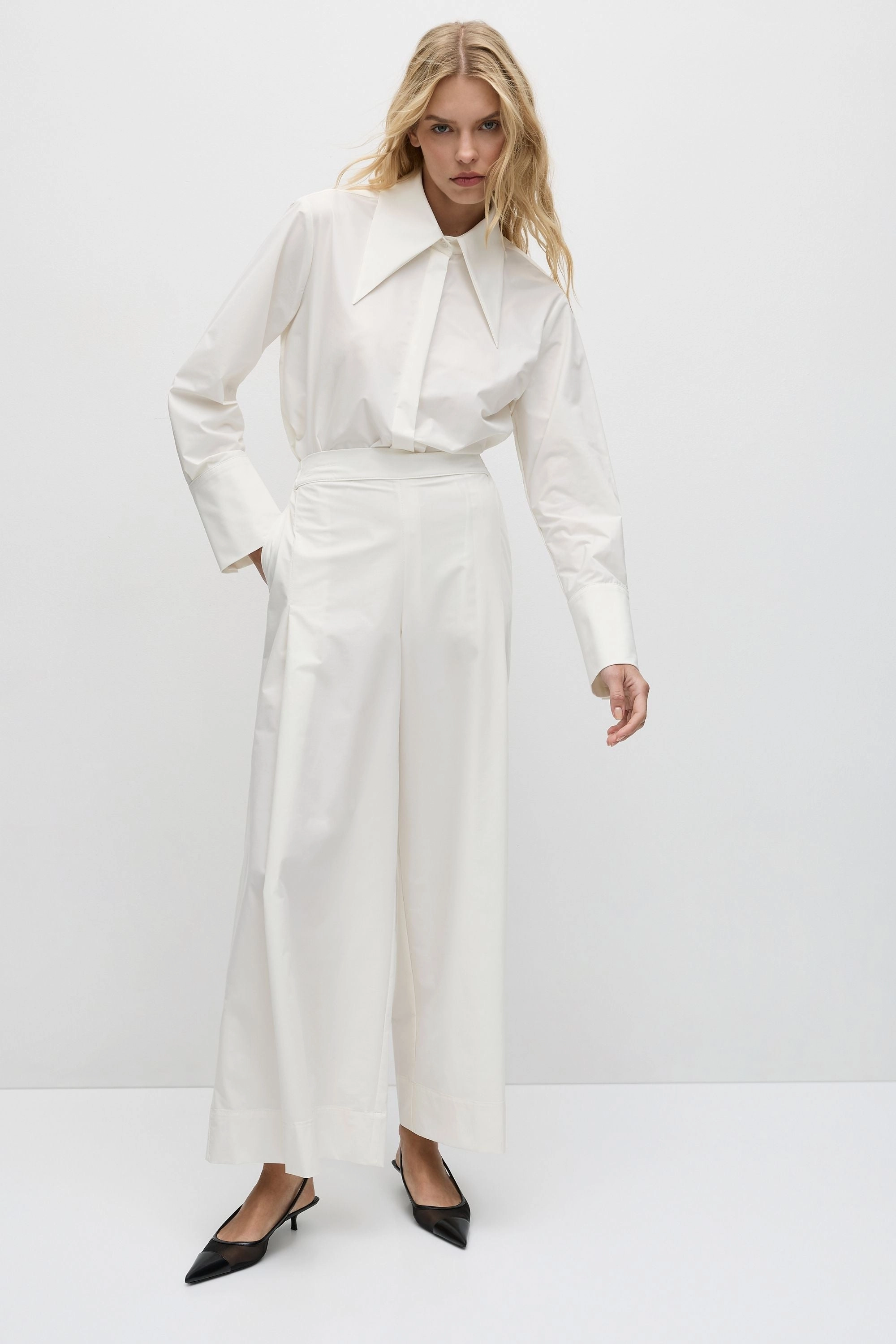 PEAK COLLAR SHIRT - F6078700 Multi Layer Stitching Lightweight texture