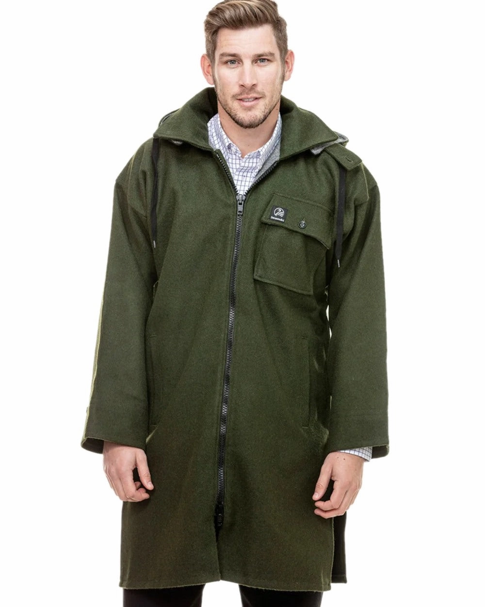 Swanndri Mens Mosgiel Wool Bushshirt with Zip Up Front Poly Blend Layer Piece