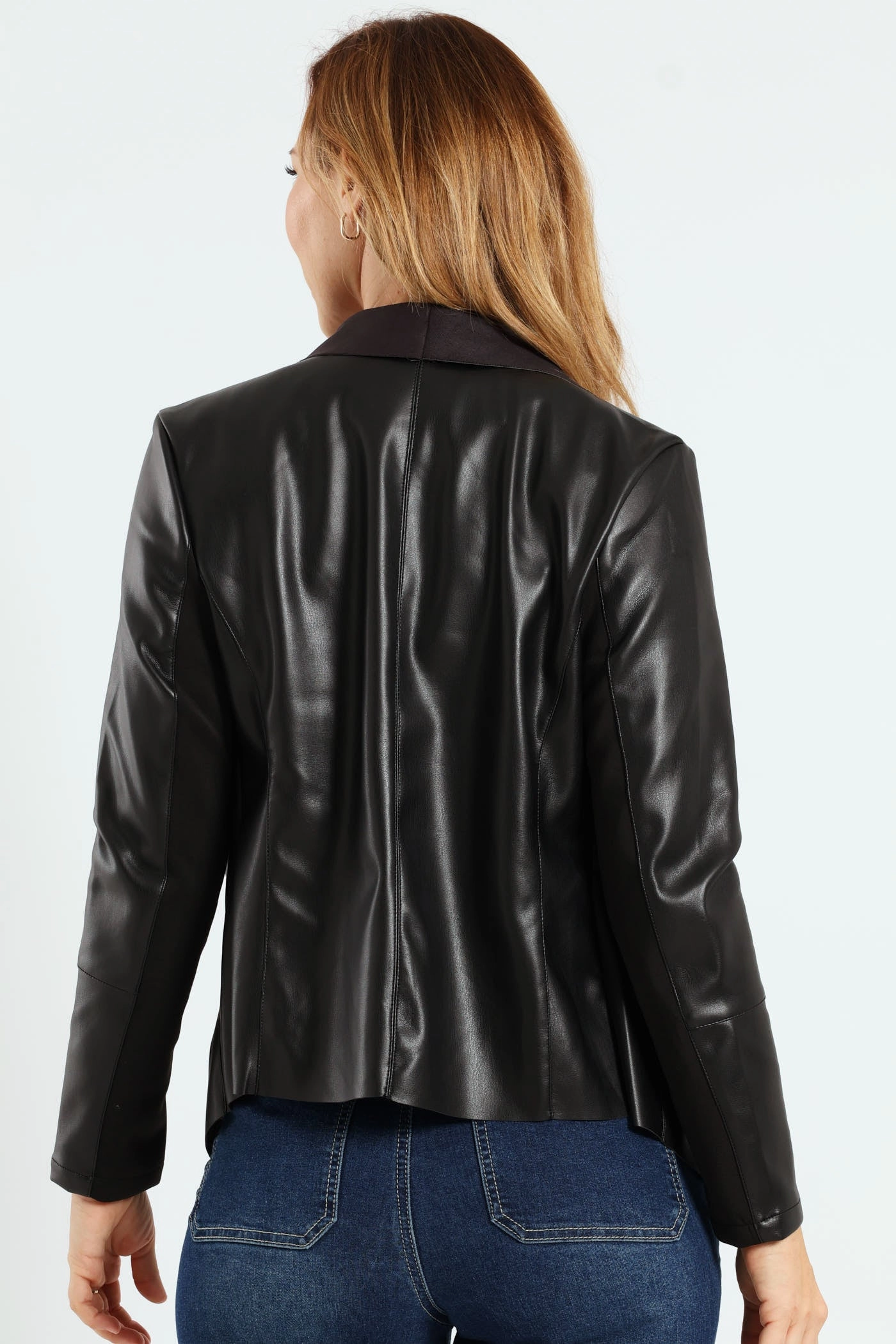 Pu Waterfall Jacket - Black Cool Tone