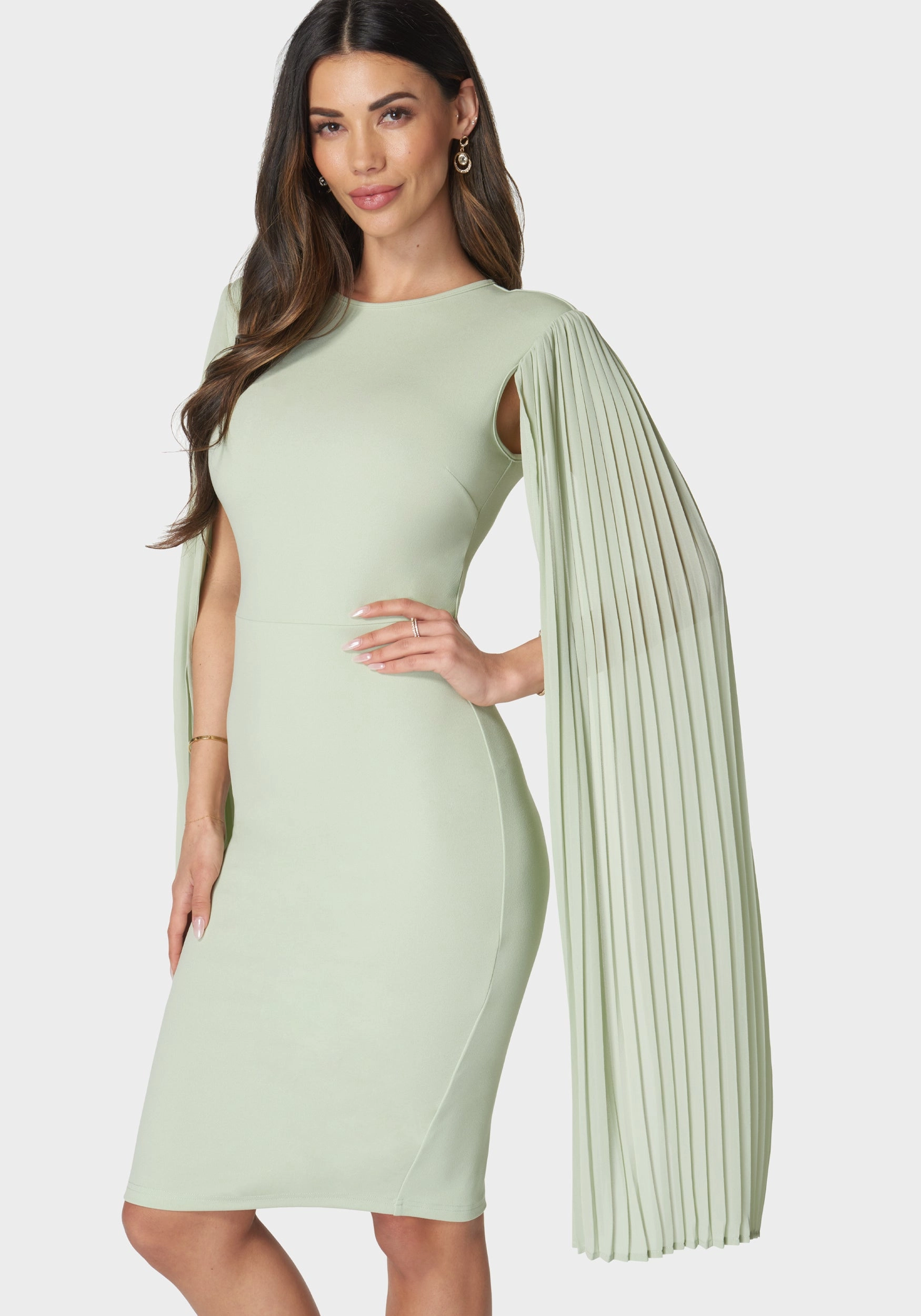 Ceremony Ready Cape Sleeve Midi Dress