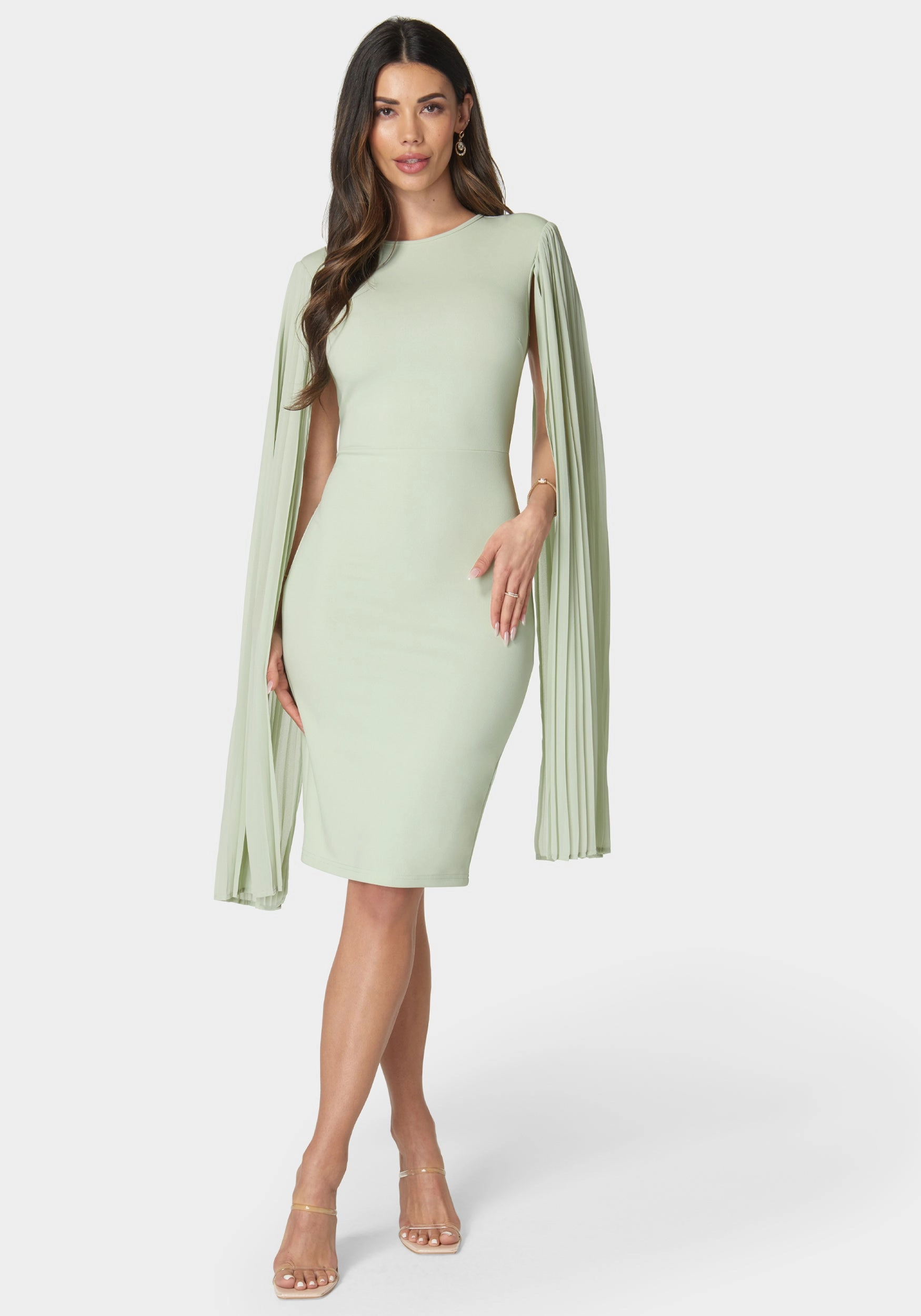 Petal Zone Cape Sleeve Midi Dress