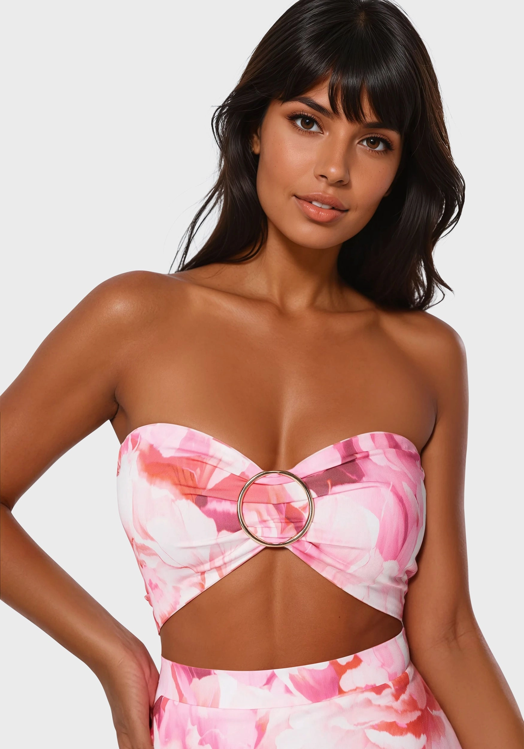 Printed Front Cutout Midi Dress Calm Mood