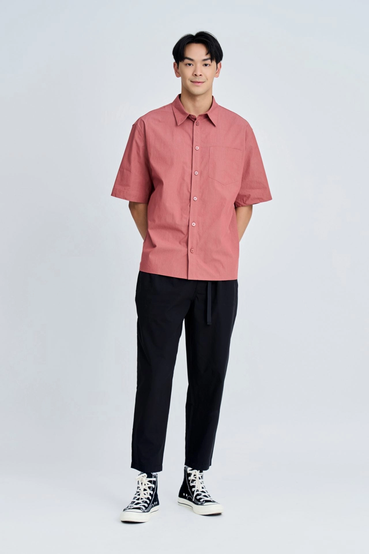 Casual Oversized Point Collar Shirt [AT] Everyday Fashion MoistureWickingFabric