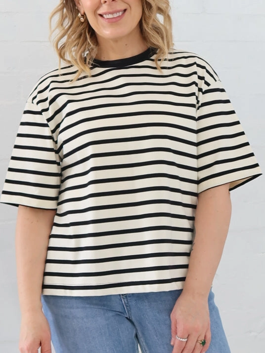 FrictionResistantEdges Sally Top- Black Stripe