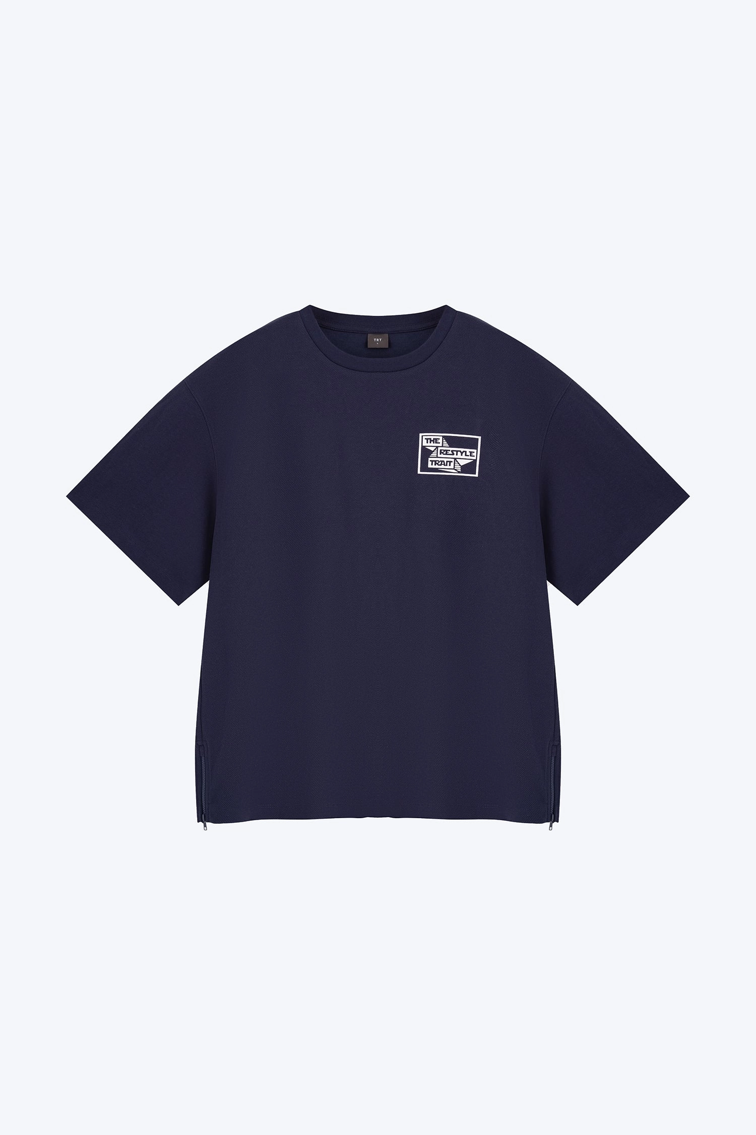 Multi Way Adjustable Fit Twill Jersey Boxed Logo Tee - Navy [AT]
