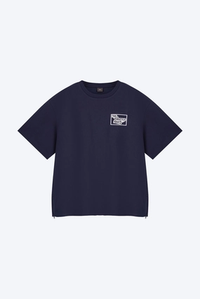 FlexibleElasticatedEdging AirflowVents Twill Jersey Boxed Logo Tee - Navy [AT]