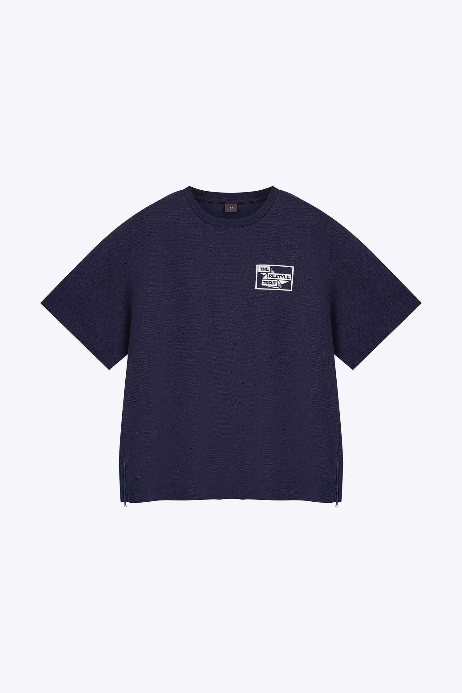 FlexibleElasticatedEdging AirflowVents Twill Jersey Boxed Logo Tee - Navy [AT]