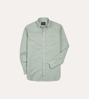 Green Pinpoint Oxford Cotton Cloth Button-Down Shirt Stretchable Material Eye-Catching Pattern