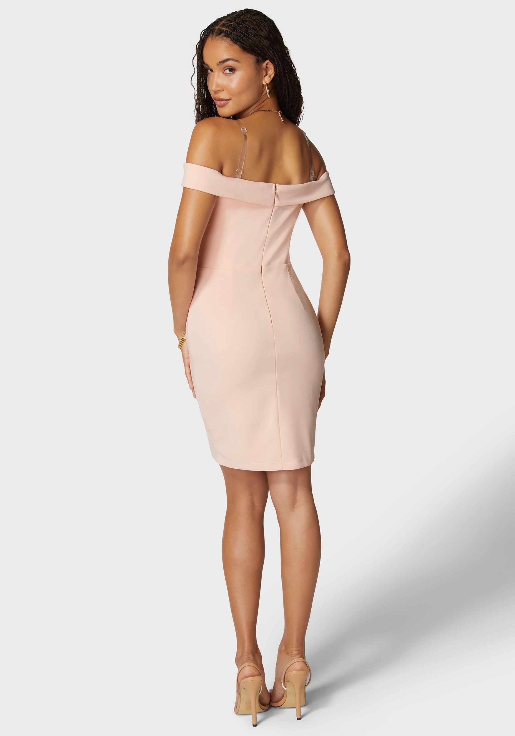 Day-To-Night Wear High Neck Off Shoulder Knit Dress