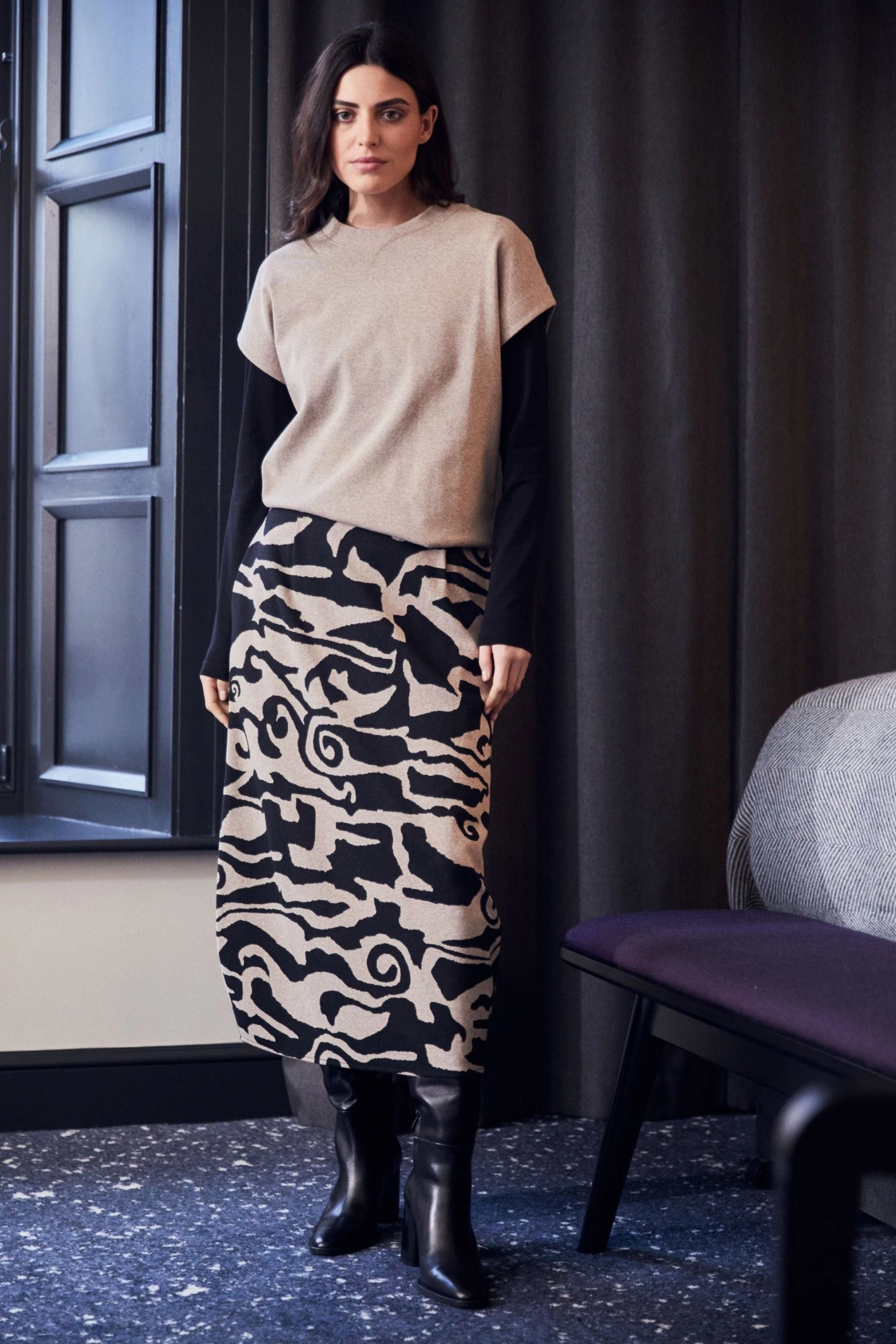 Tie Dye Style JACQUARD PRINT SKIRT - W24202