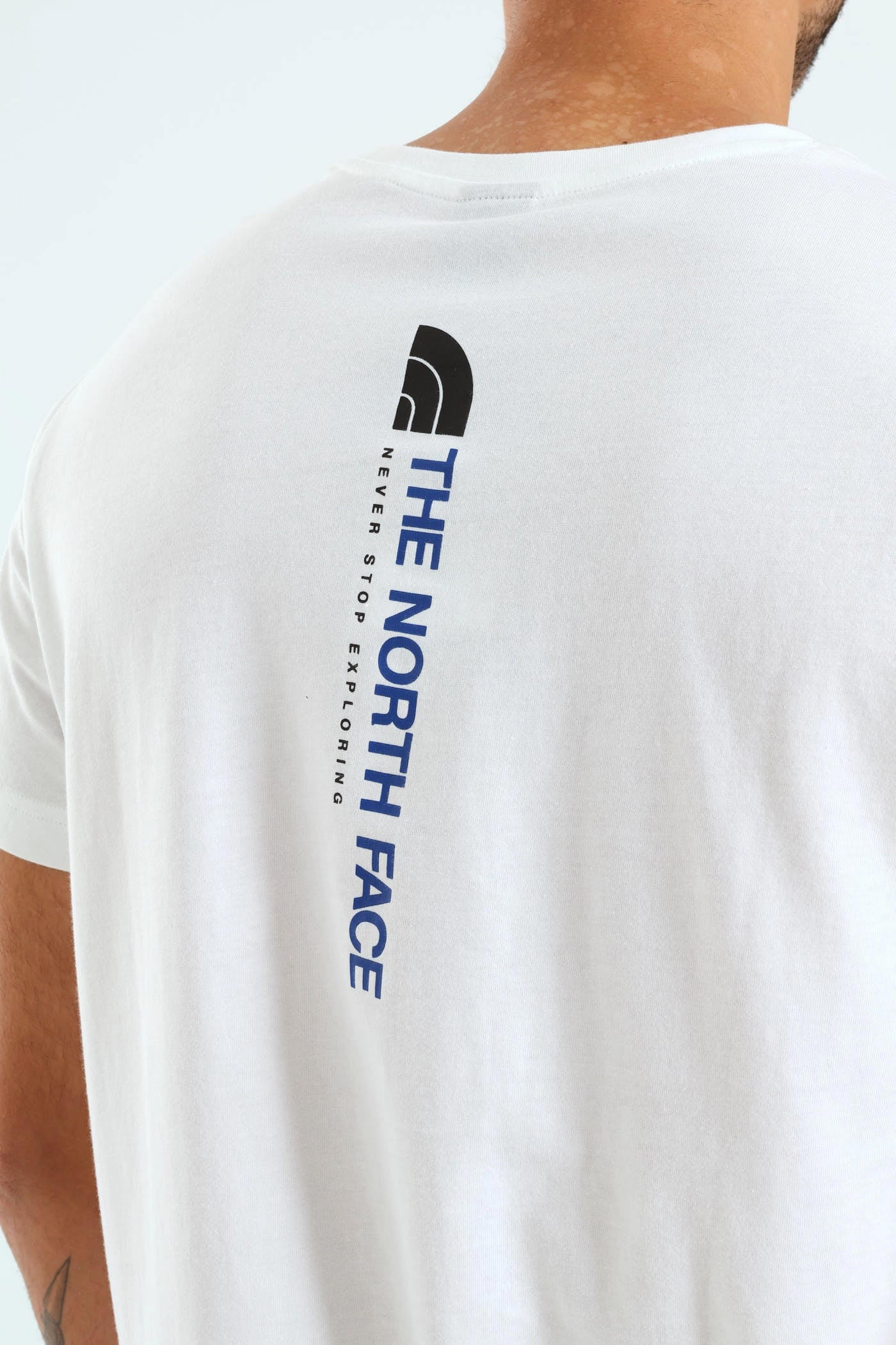 Ribbed collar Outdoor Wear Vertical Tee - White