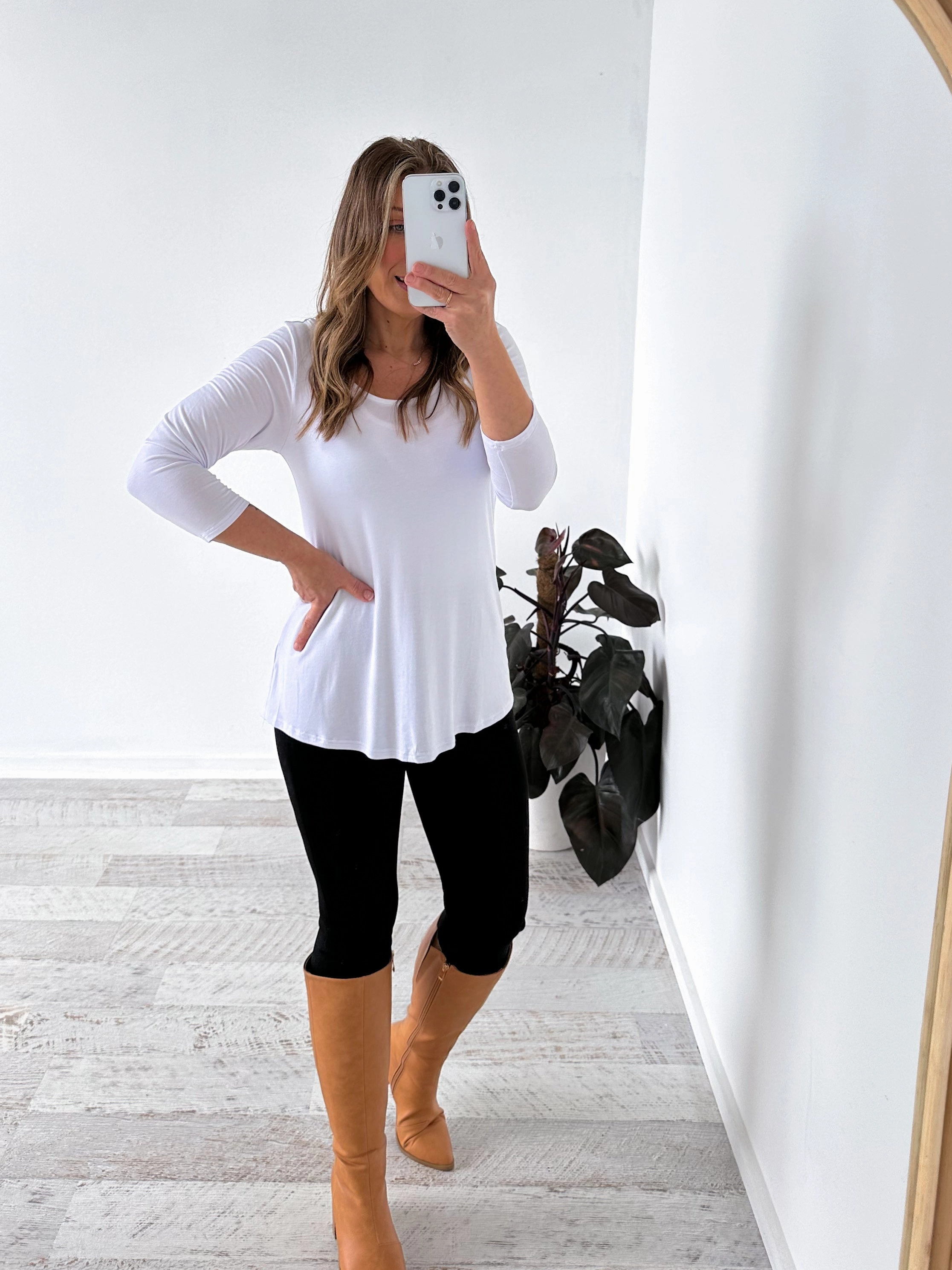 Lynette Long Sleeve Top - White Mountain