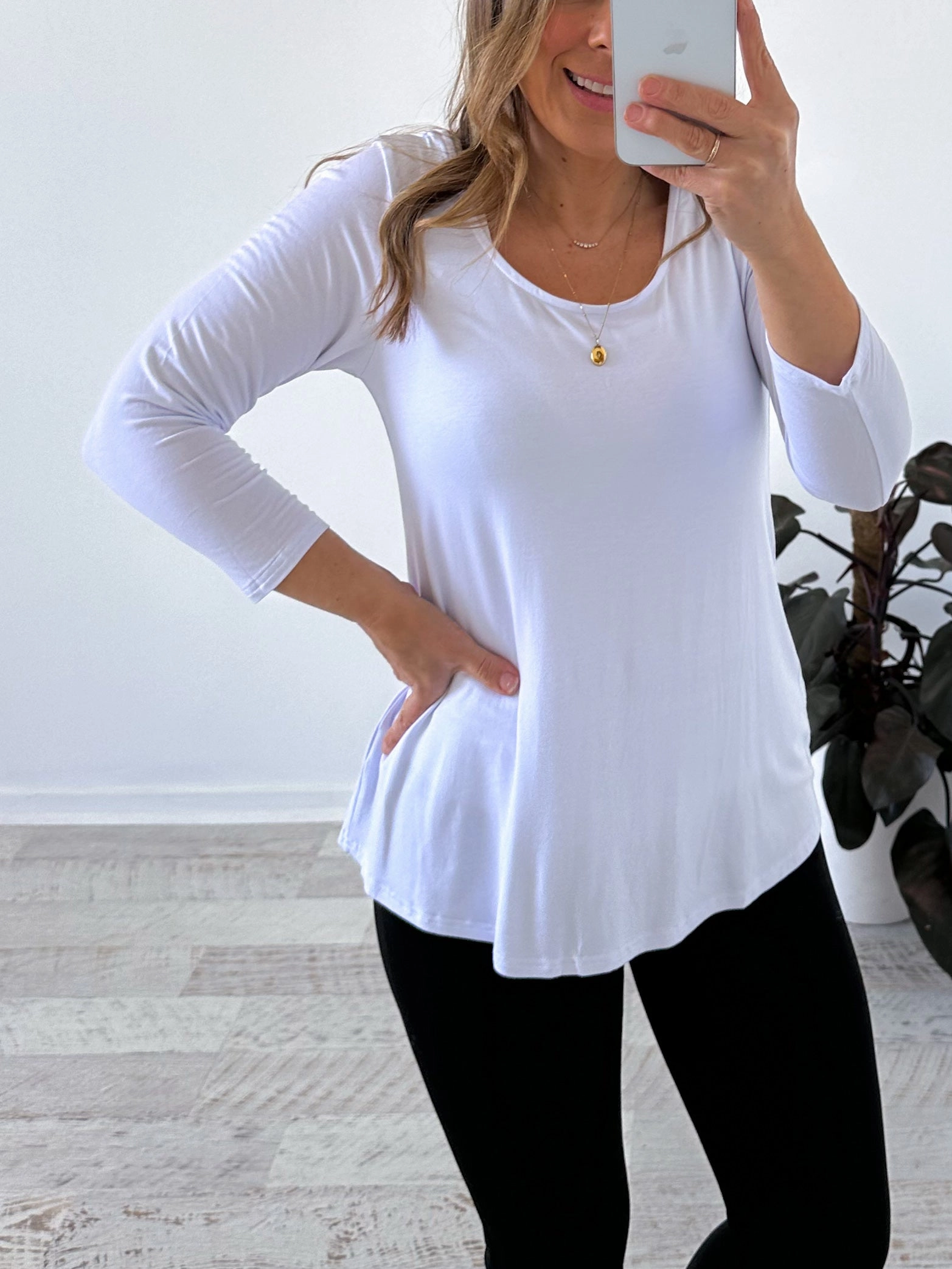Lynette Long Sleeve Top - White Foil Nurse