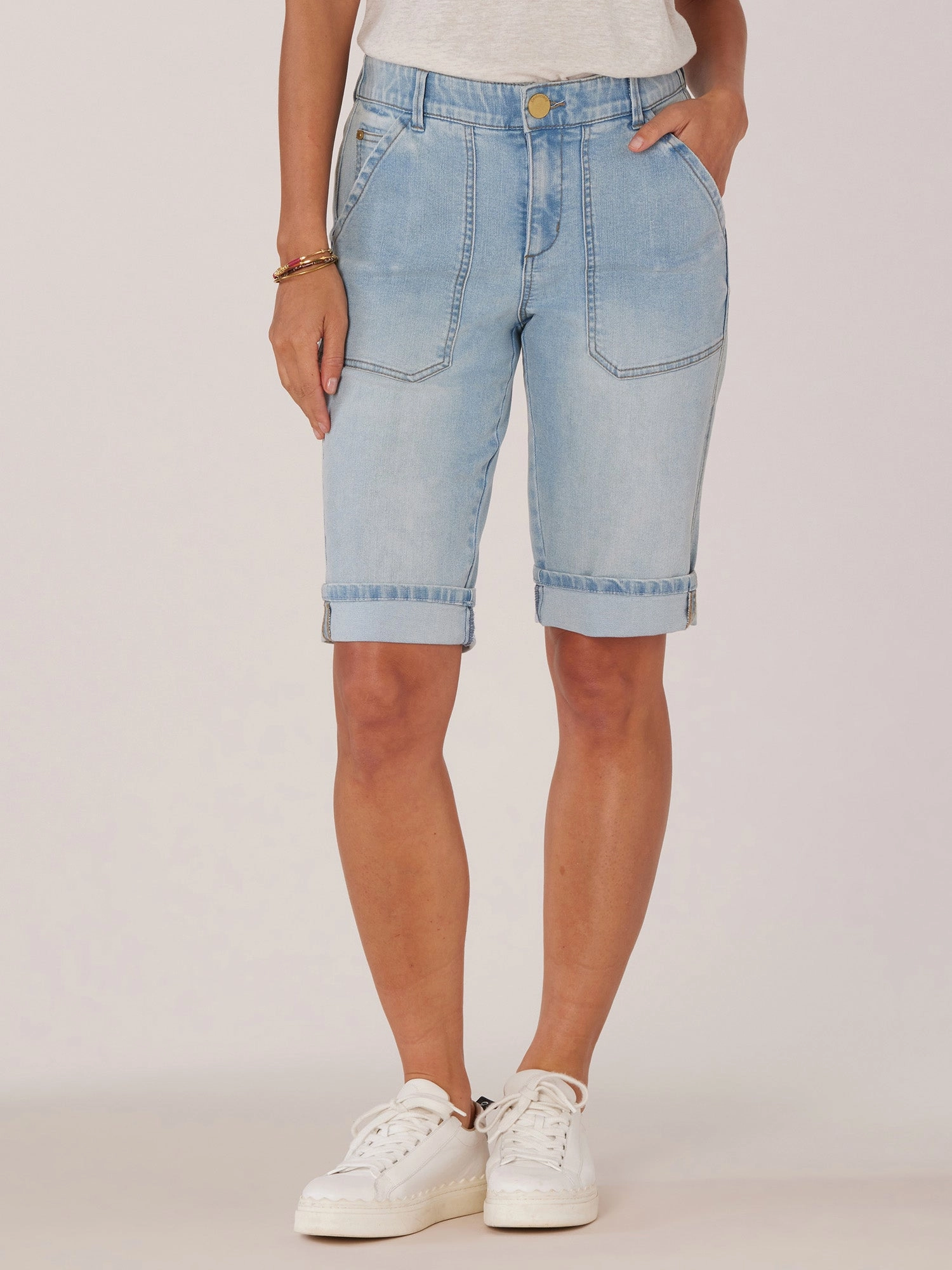 Style Appropriate "Ab"solution High Rise Cuffed Hem Repreve Bermuda Short