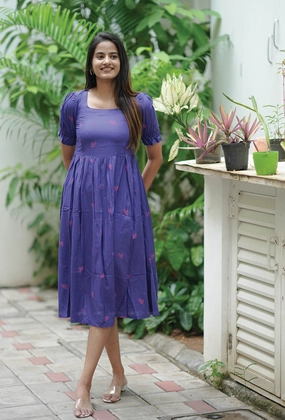 Vintage Wingcraft Violet Printed Maternity and Feeding dress Open Back