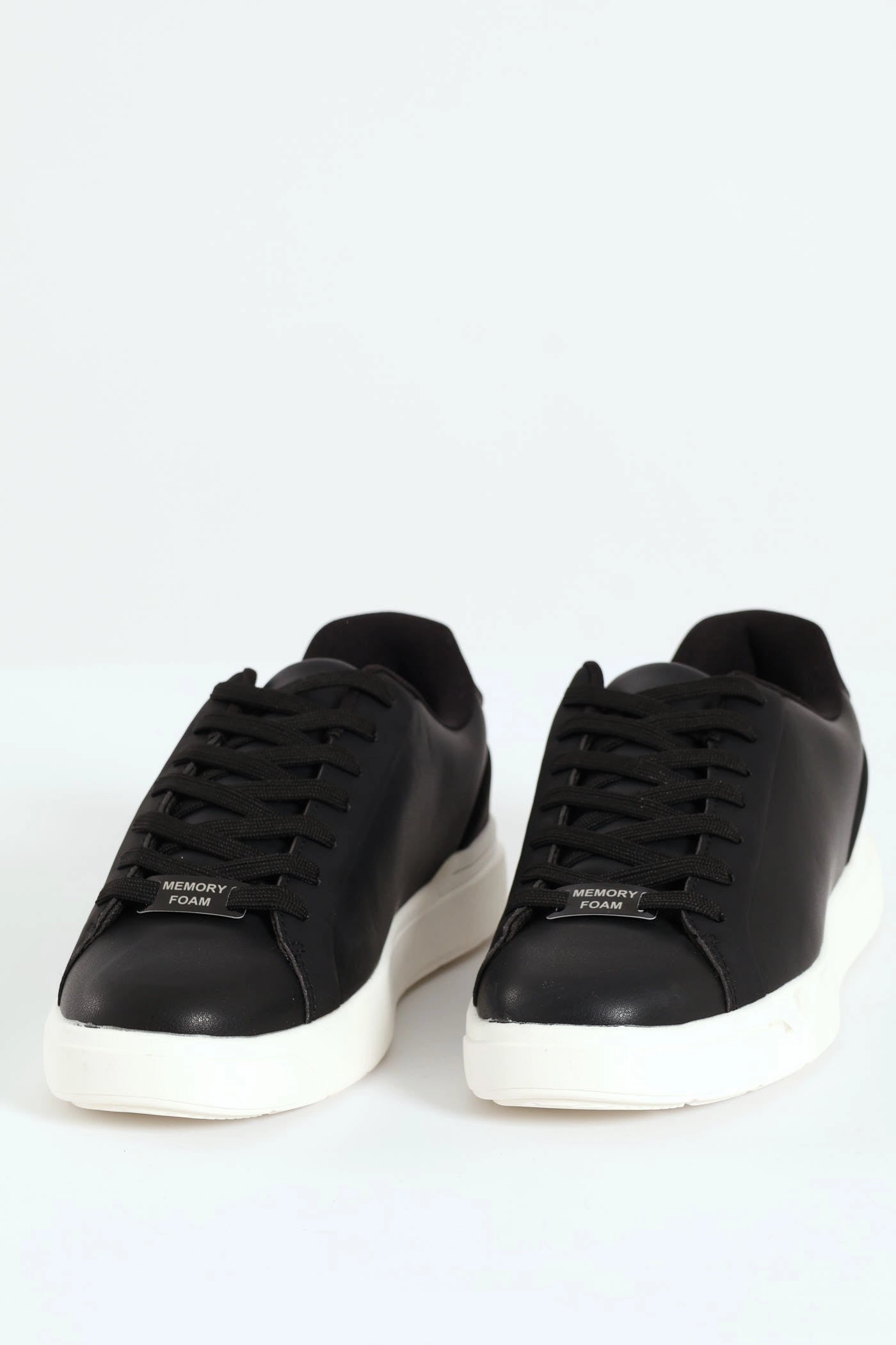 Plain Pu Lace Up Sneaker - Black Shock Diffusing Midsole
