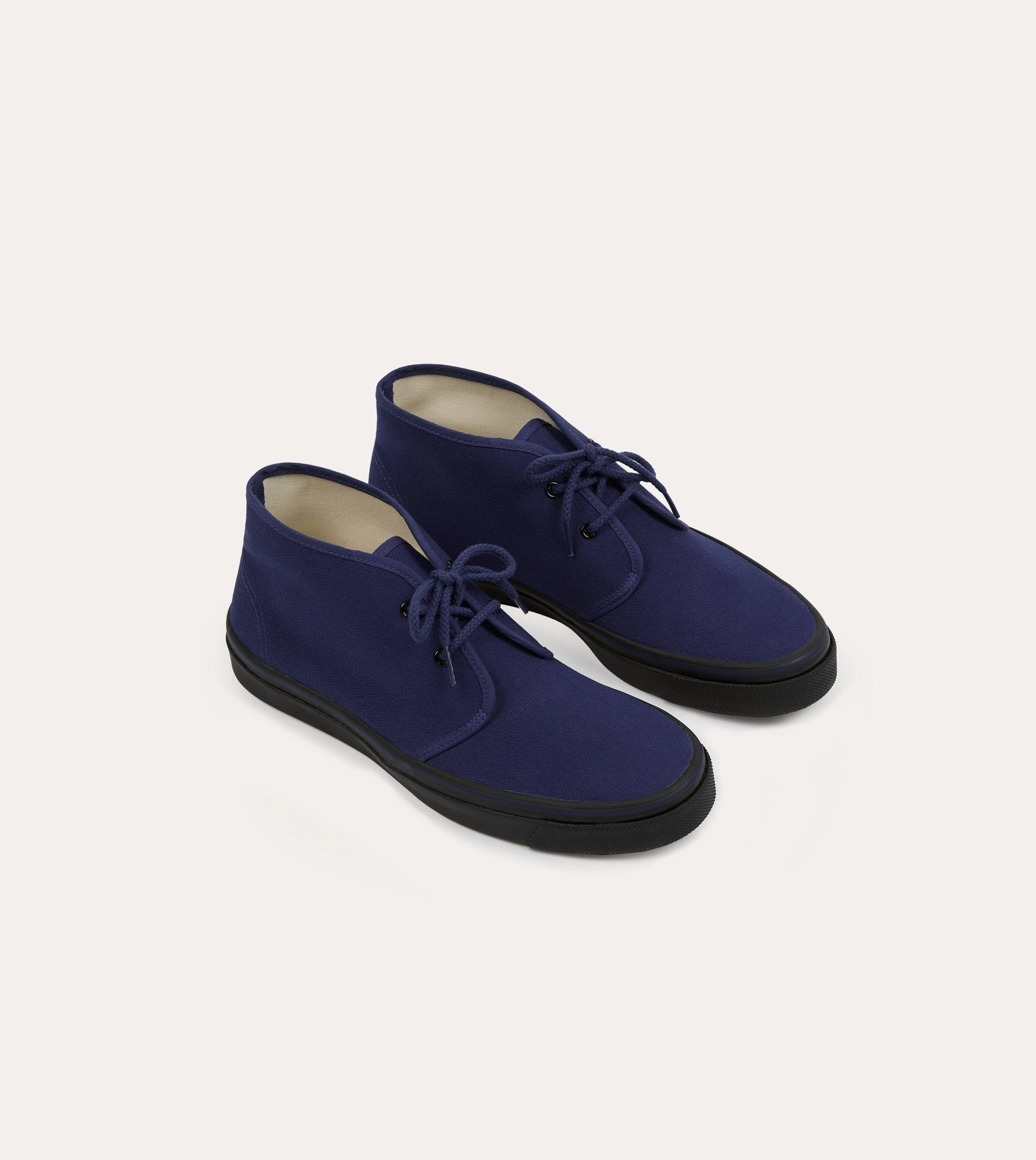 Wakouwa by Anatomica Navy Cotton Canvas Chukka Trainers Leg Day