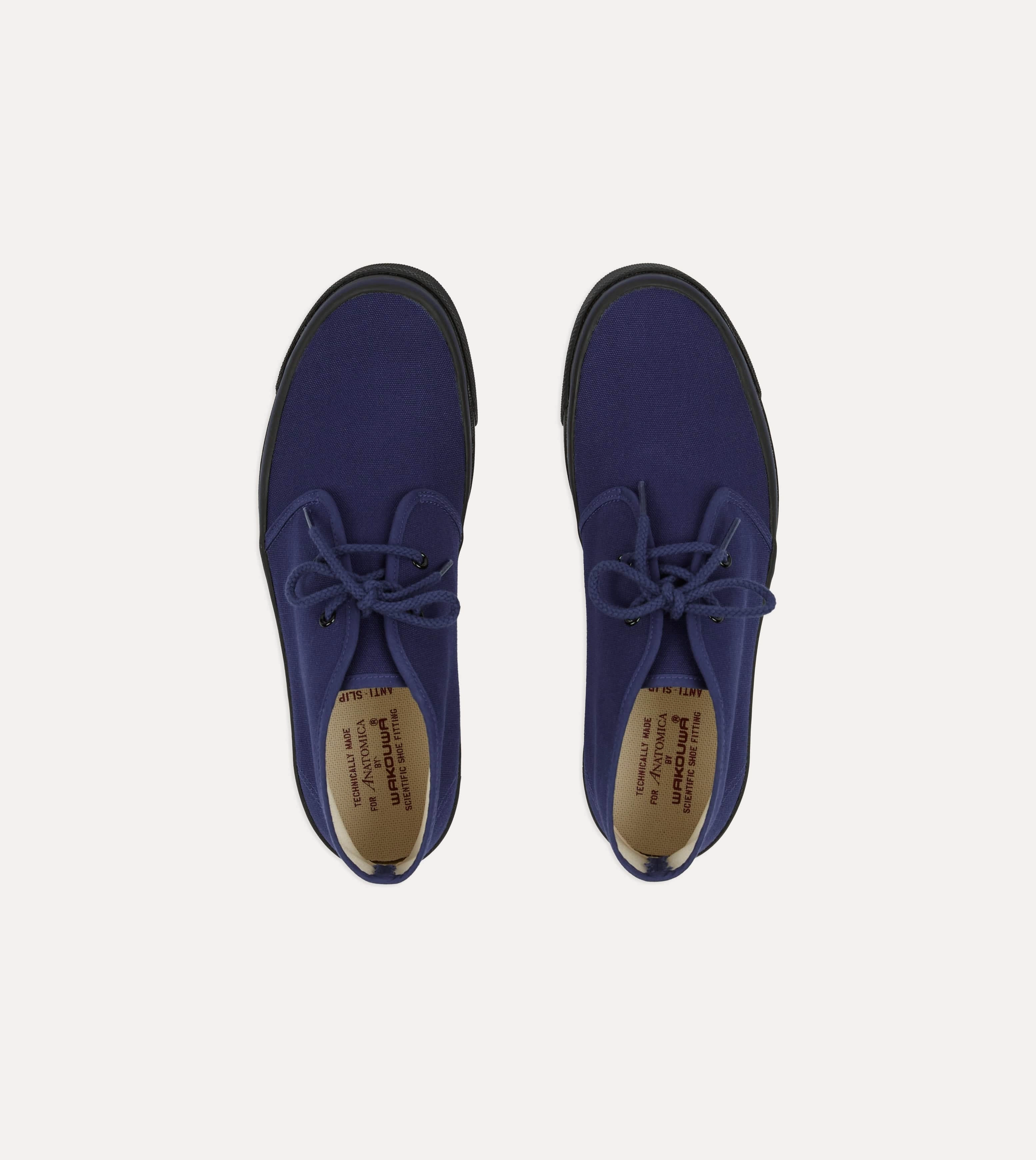 leather - upper shoes Wakouwa by Anatomica Navy Cotton Canvas Chukka Trainers