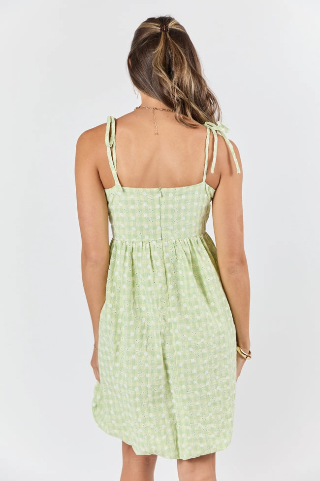 Wandering Hearts Green Eyelet Gingham Dress FINAL SALE Flattering Fit for All