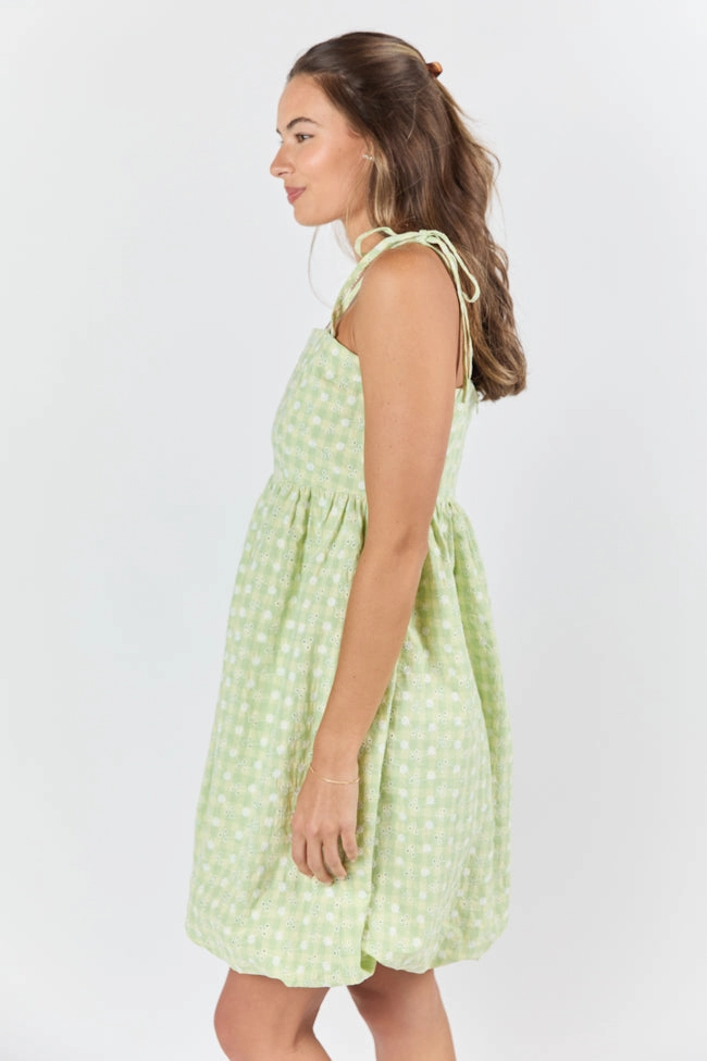Wandering Hearts Green Eyelet Gingham Dress FINAL SALE Style Vibes