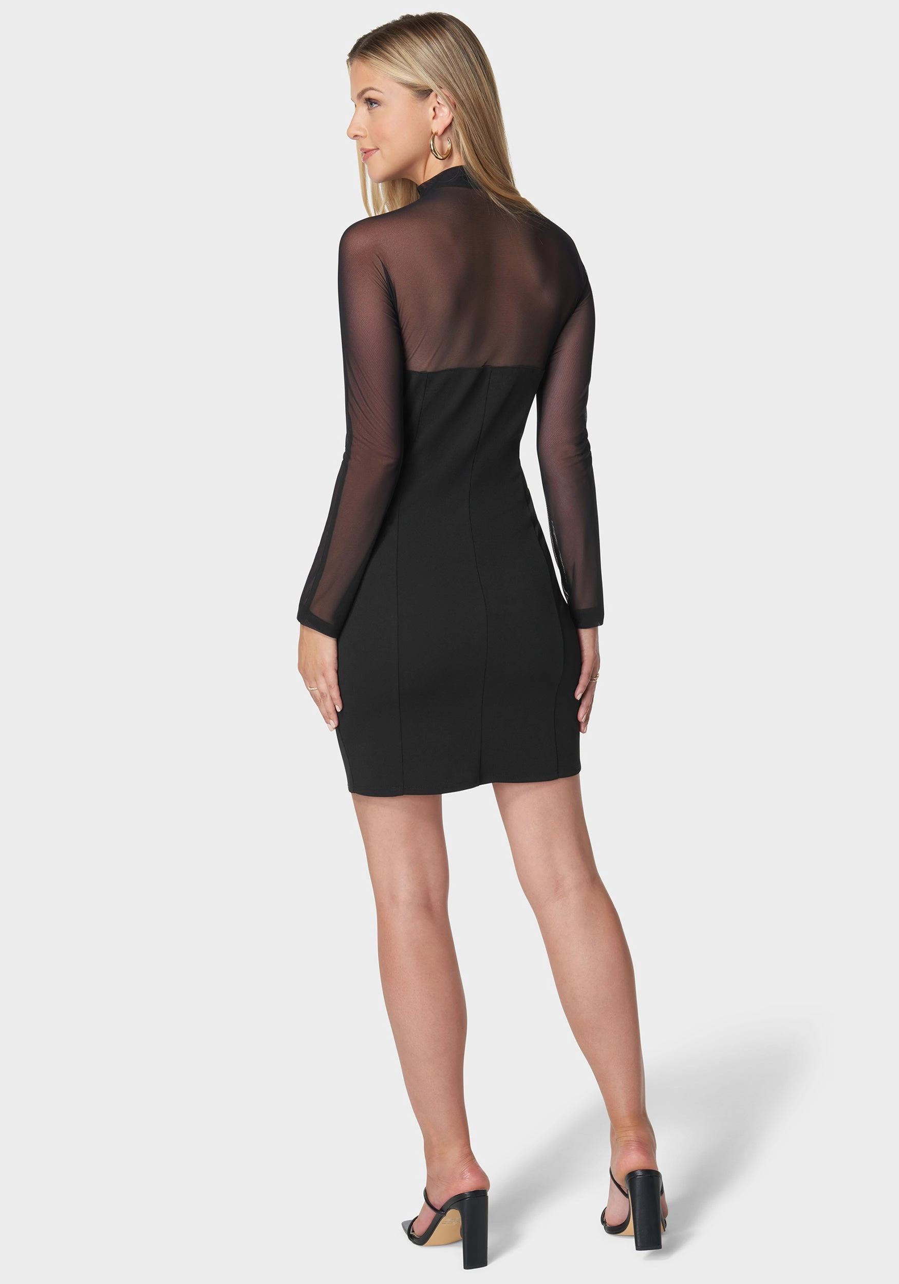 All-season Mock Neck Long Sleeve Dress