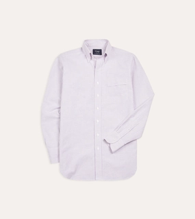 Lilac Ticking Stripe Cotton Oxford Cloth Button-Down Shirt Durable Thread Construction