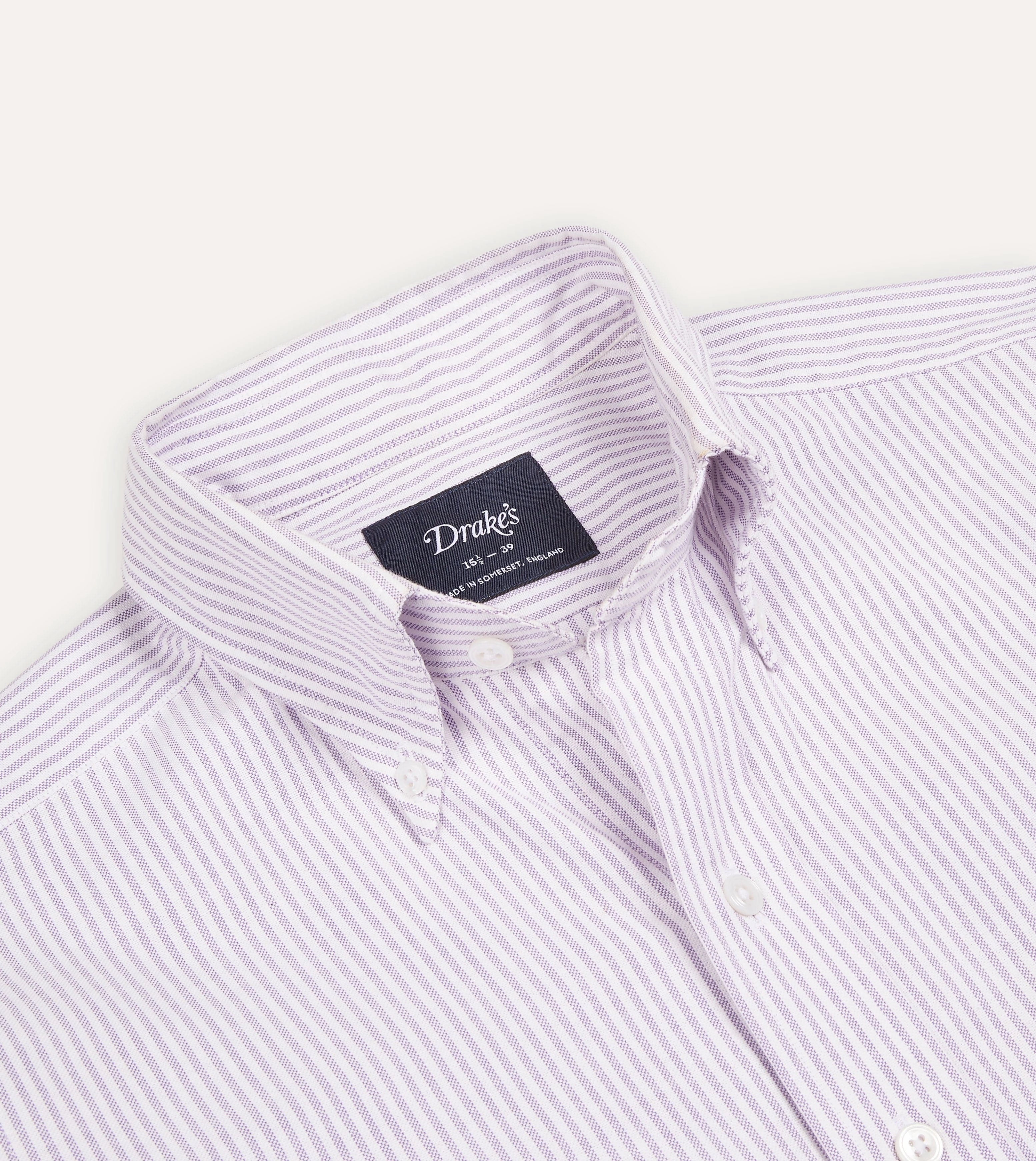 Lilac Ticking Stripe Cotton Oxford Cloth Button-Down Shirt Casual Wear