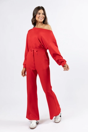 Wear It Out Red Boat Neck Jumpsuit FINAL SALE Fall Mood