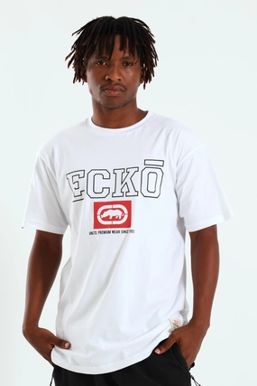 Box Script Tee - White Low Impact Dye