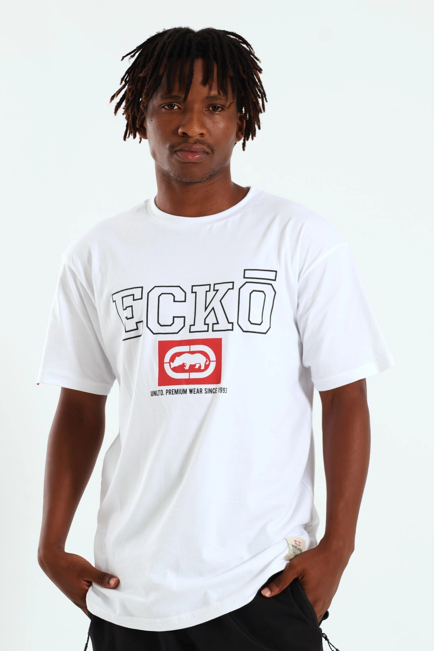 Box Script Tee - White Low Impact Dye