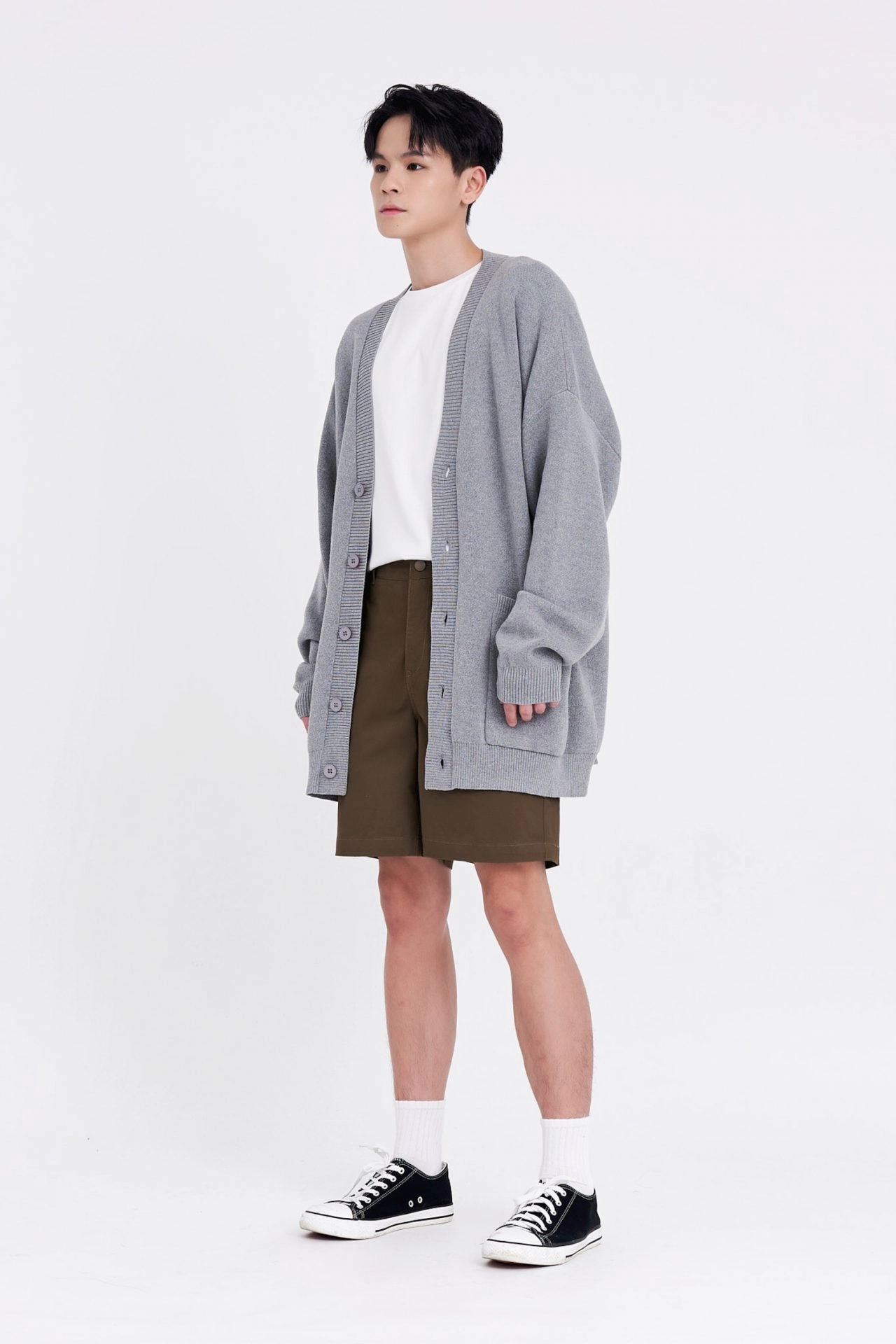 Knitted Patch Pocket Cardigan [AT] Reinforced Stress Points Breathable mesh lining