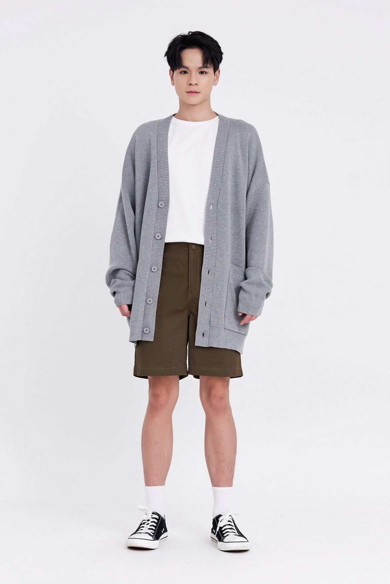 Knitted Patch Pocket Cardigan [AT] Multi Pocket Design DurableOuterShell