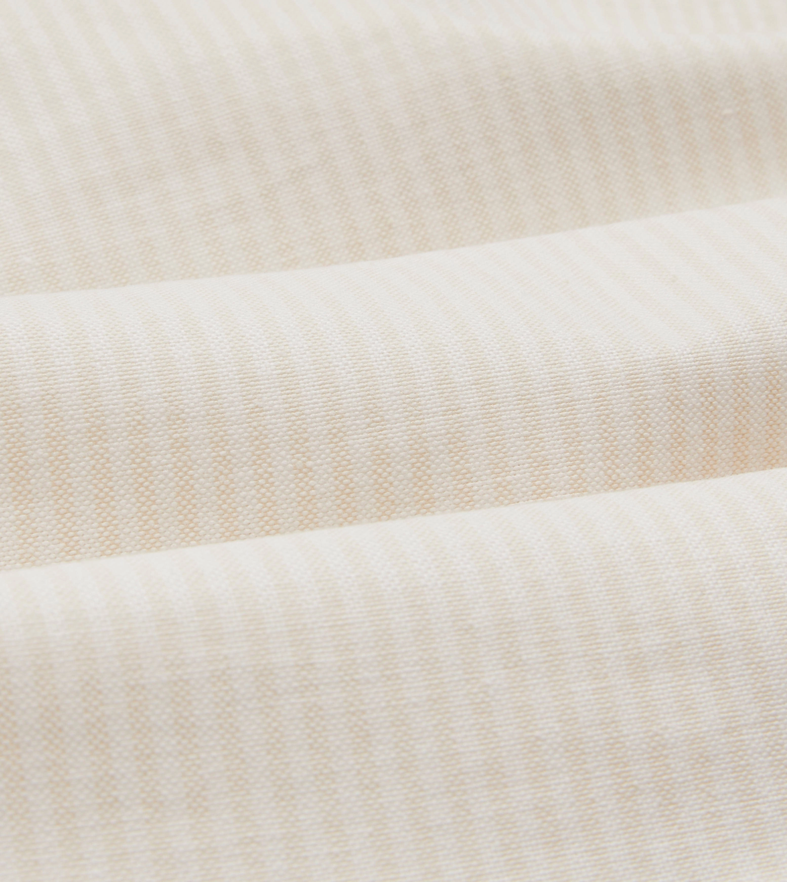 Versatile Clothing Seasonal Wardrobe Cream Ticking Stripe Cotton Oxford Cloth Button-Down Shirt