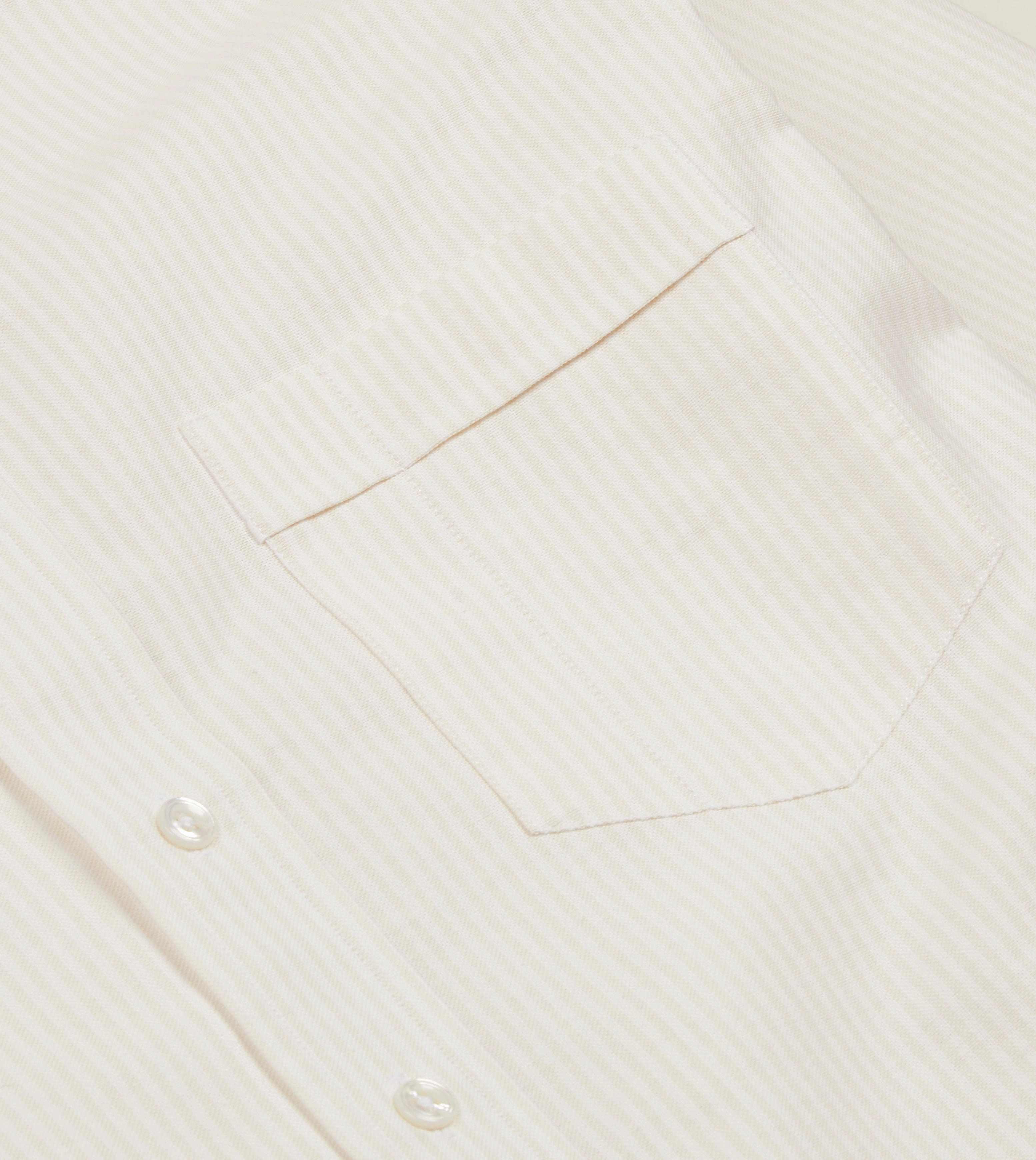 Durable Quality Breathable back panel Cream Ticking Stripe Cotton Oxford Cloth Button-Down Shirt
