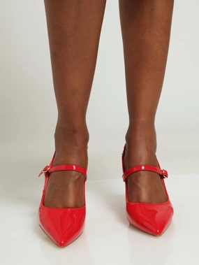 Evening Footwear Beckett Pointed Toe Slingback Block Heel - Red