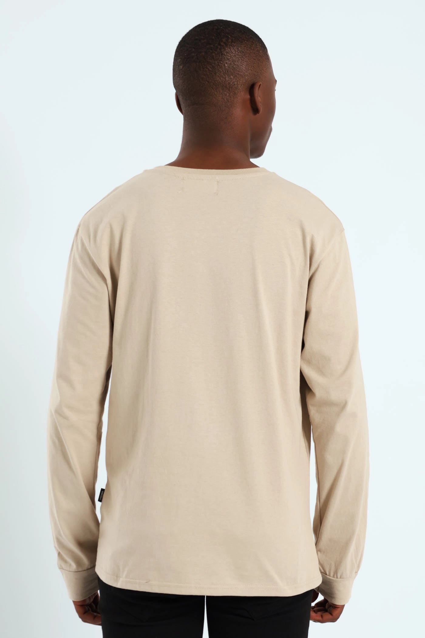 Long Sleeve Basic Crew Cuff Tee - Stone Layering Essential