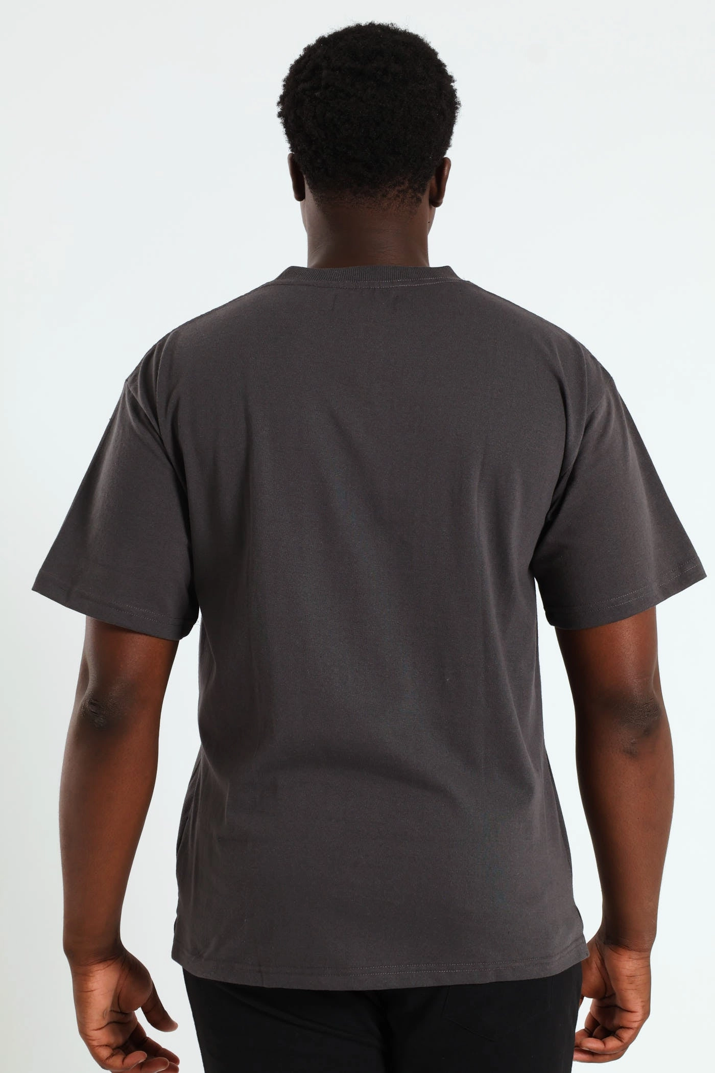 Logo Oversized Label Tee - Charcoal Wrinkle Resistant Cloth