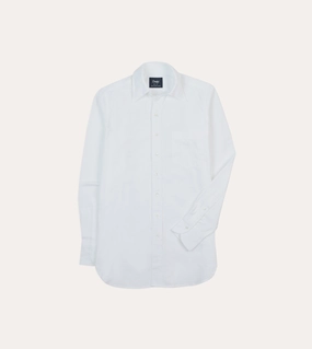 White Cotton Oxford Cloth Long Point Collar Shirt Comfortable Fabric