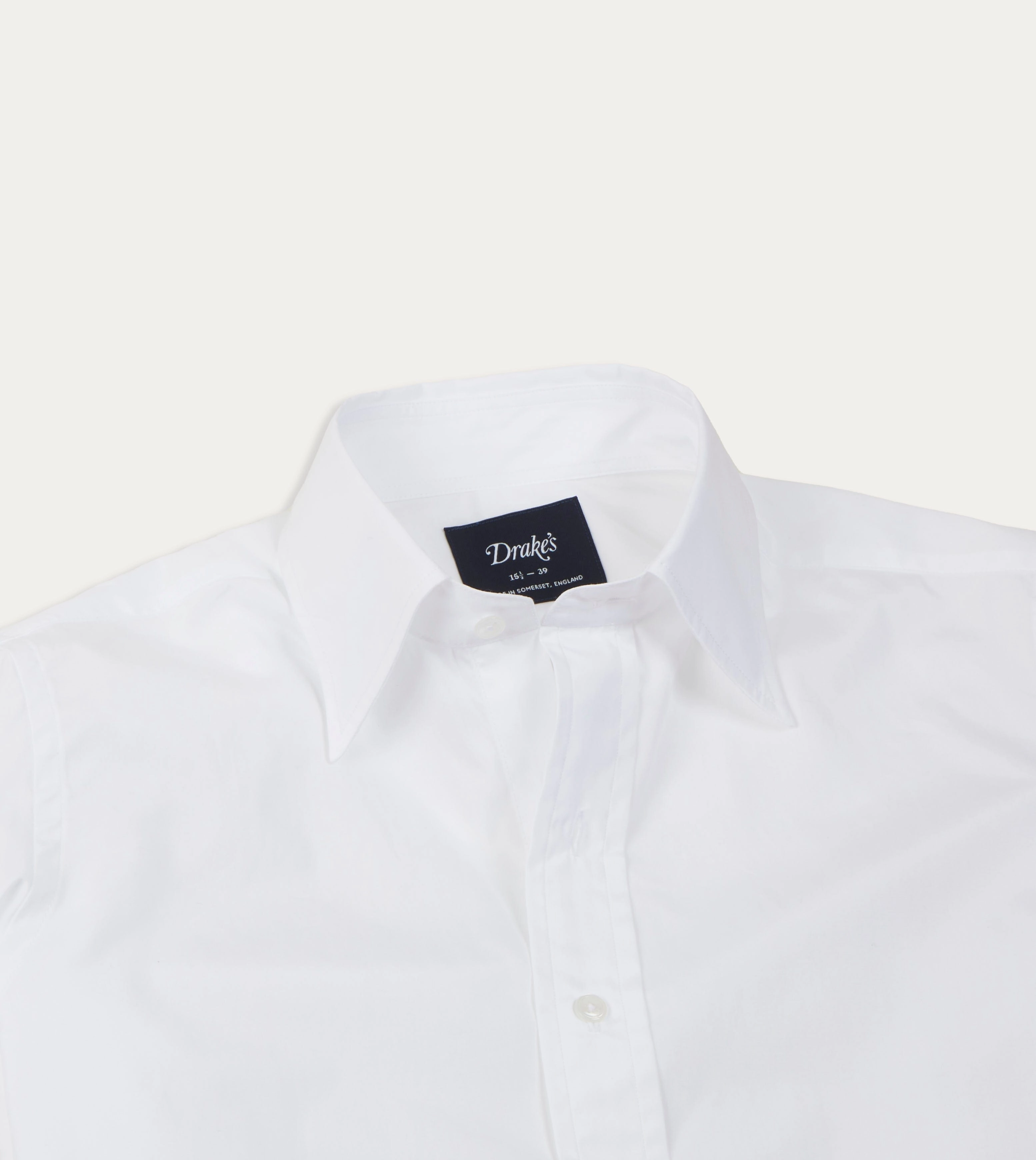 Button Down Design Durable Stitching White Cotton Poplin Long Point Collar Shirt