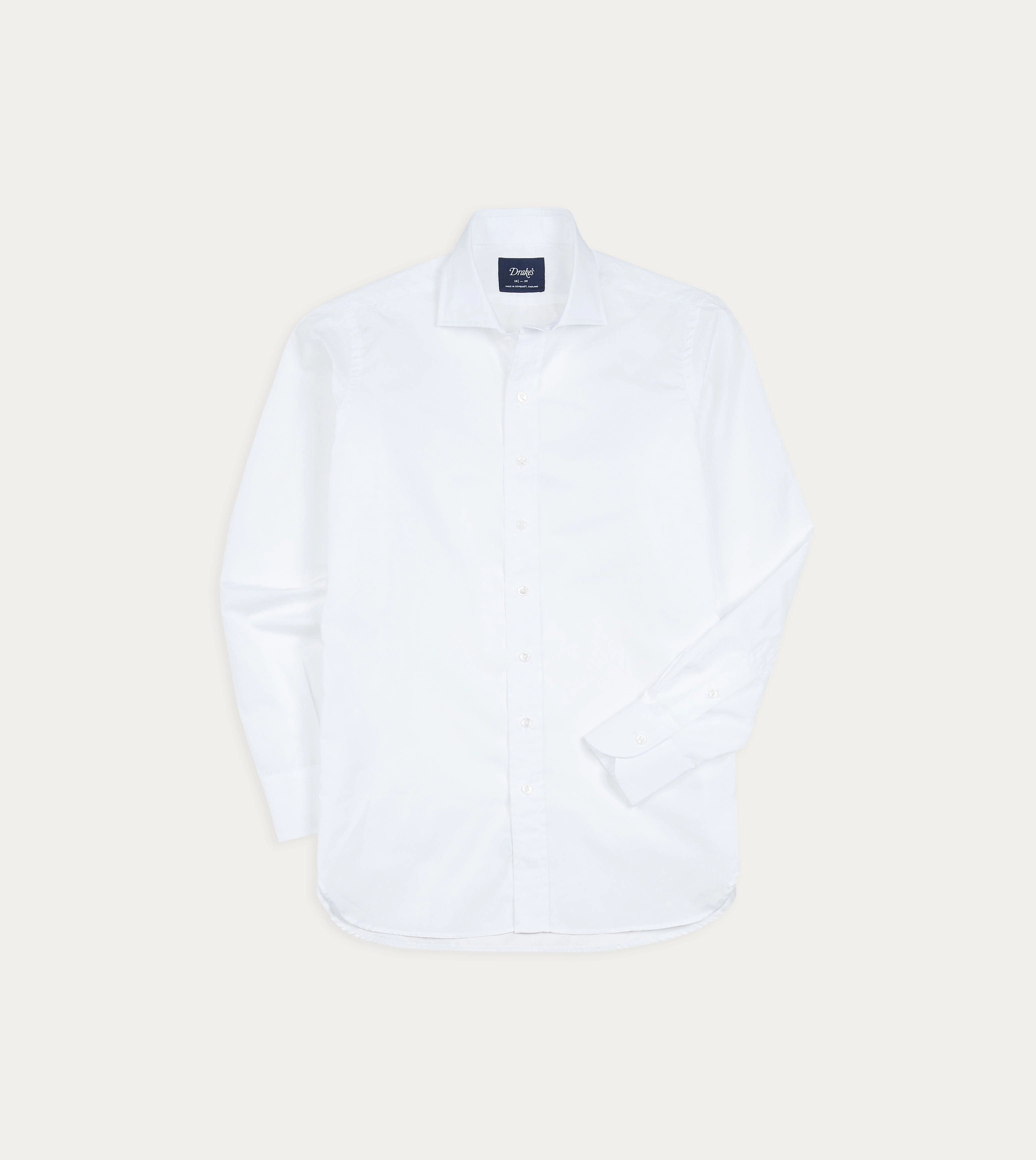 White Cotton Spread Collar Poplin Shirt Minimalist Style