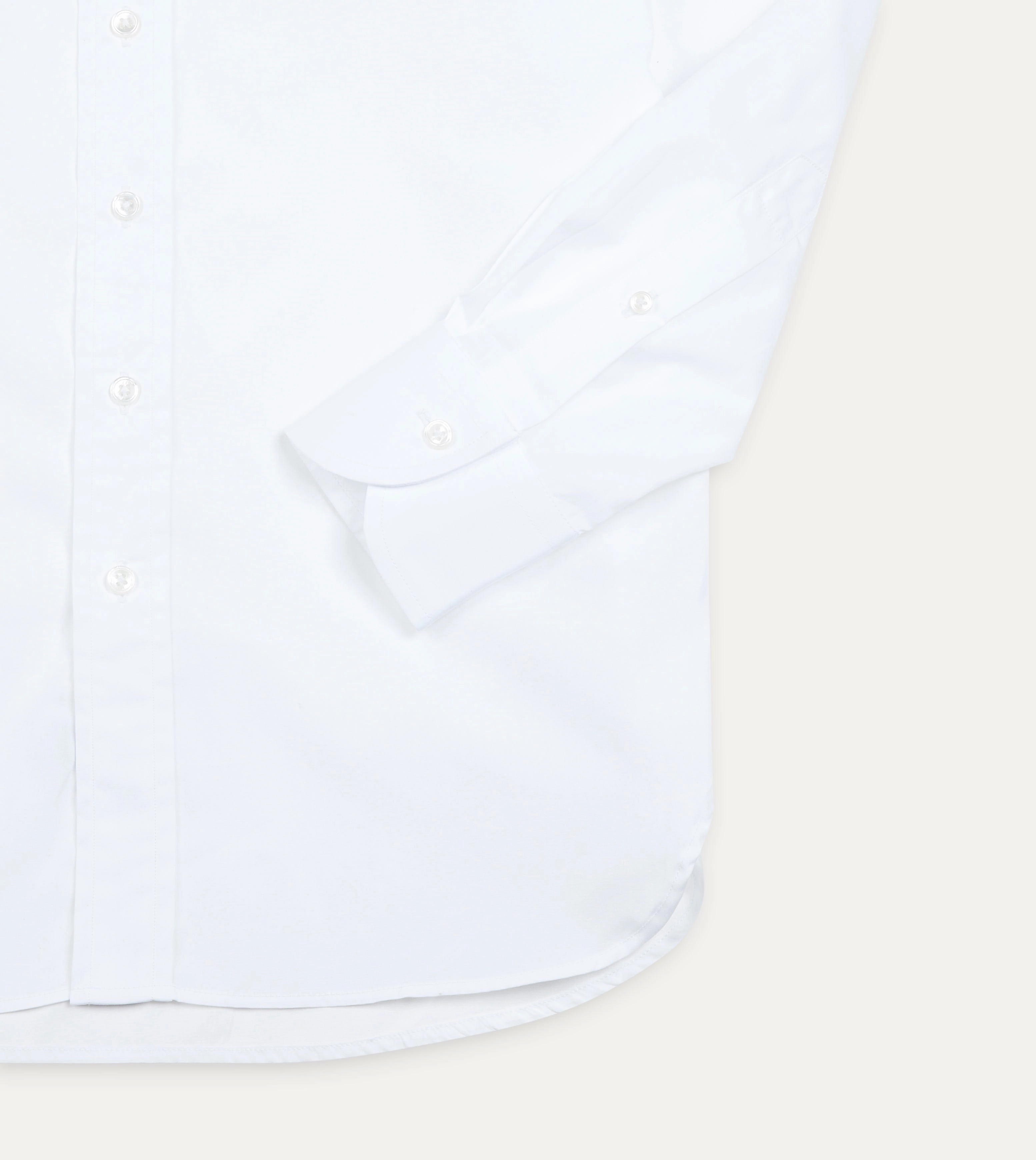 White Cotton Spread Collar Poplin Shirt Classic Style