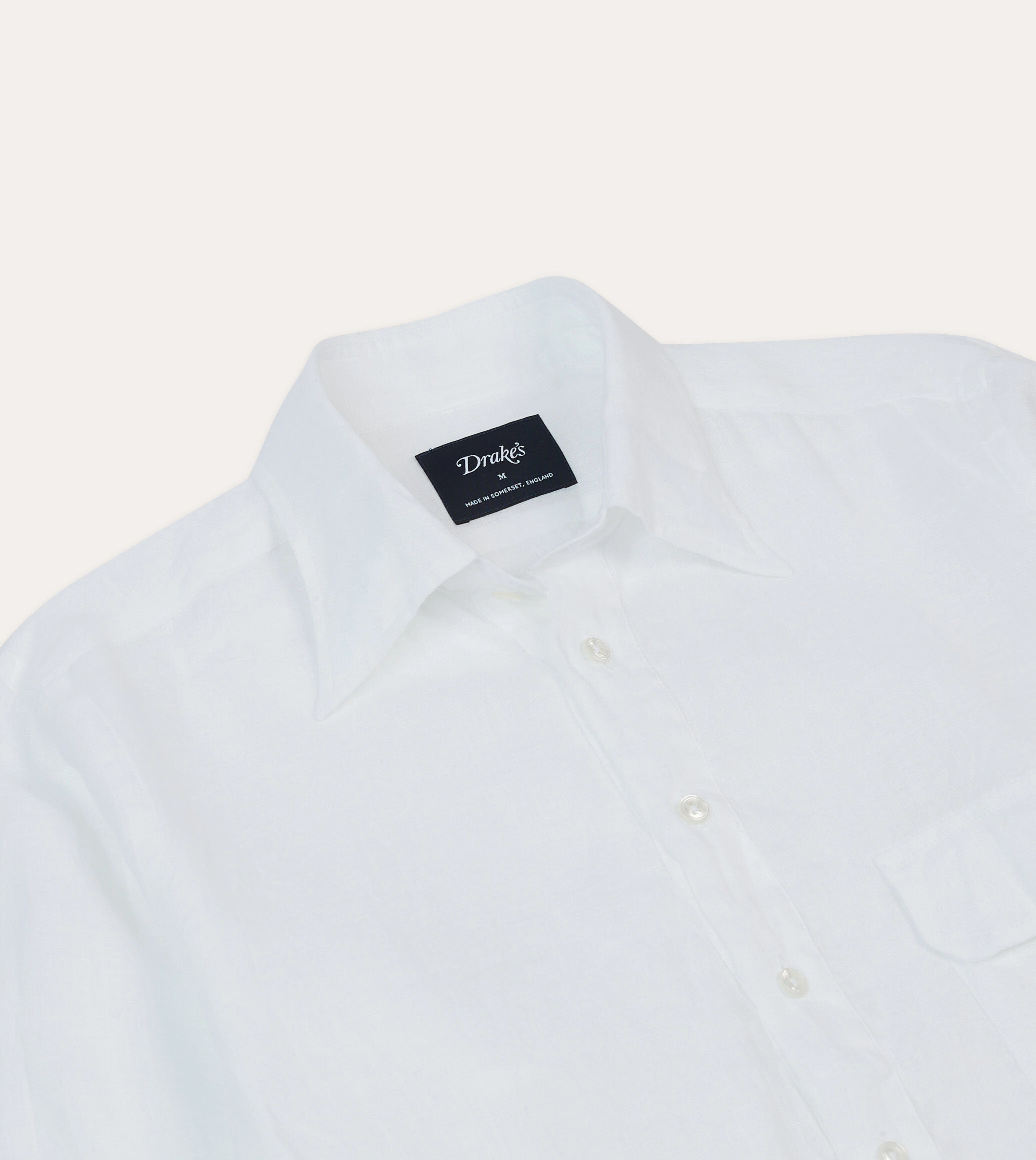 White Linen Long Point Collar Popover Shirt Advanced Moisture Management