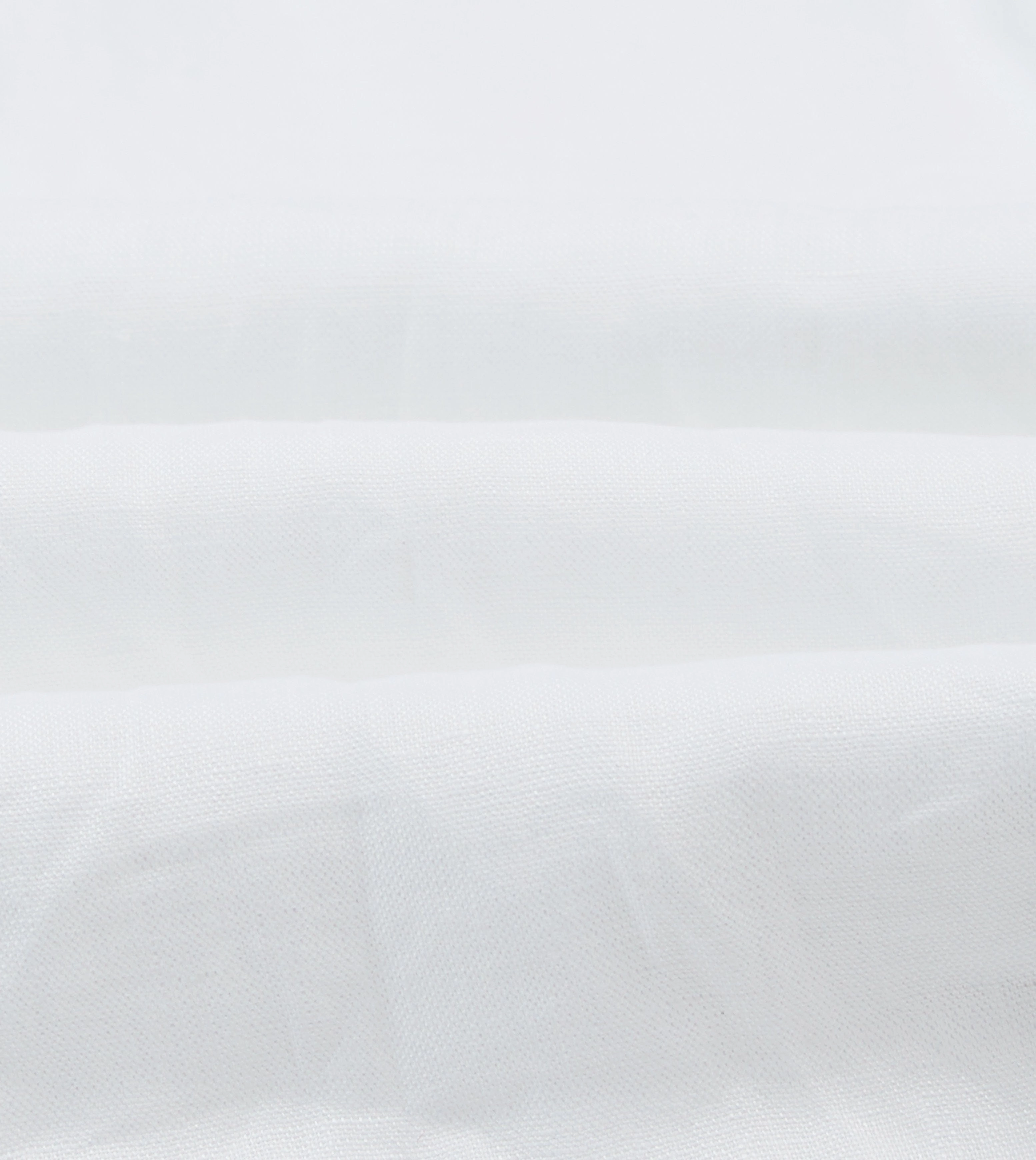 White Linen Long Point Collar Popover Shirt Two Tone Stitching