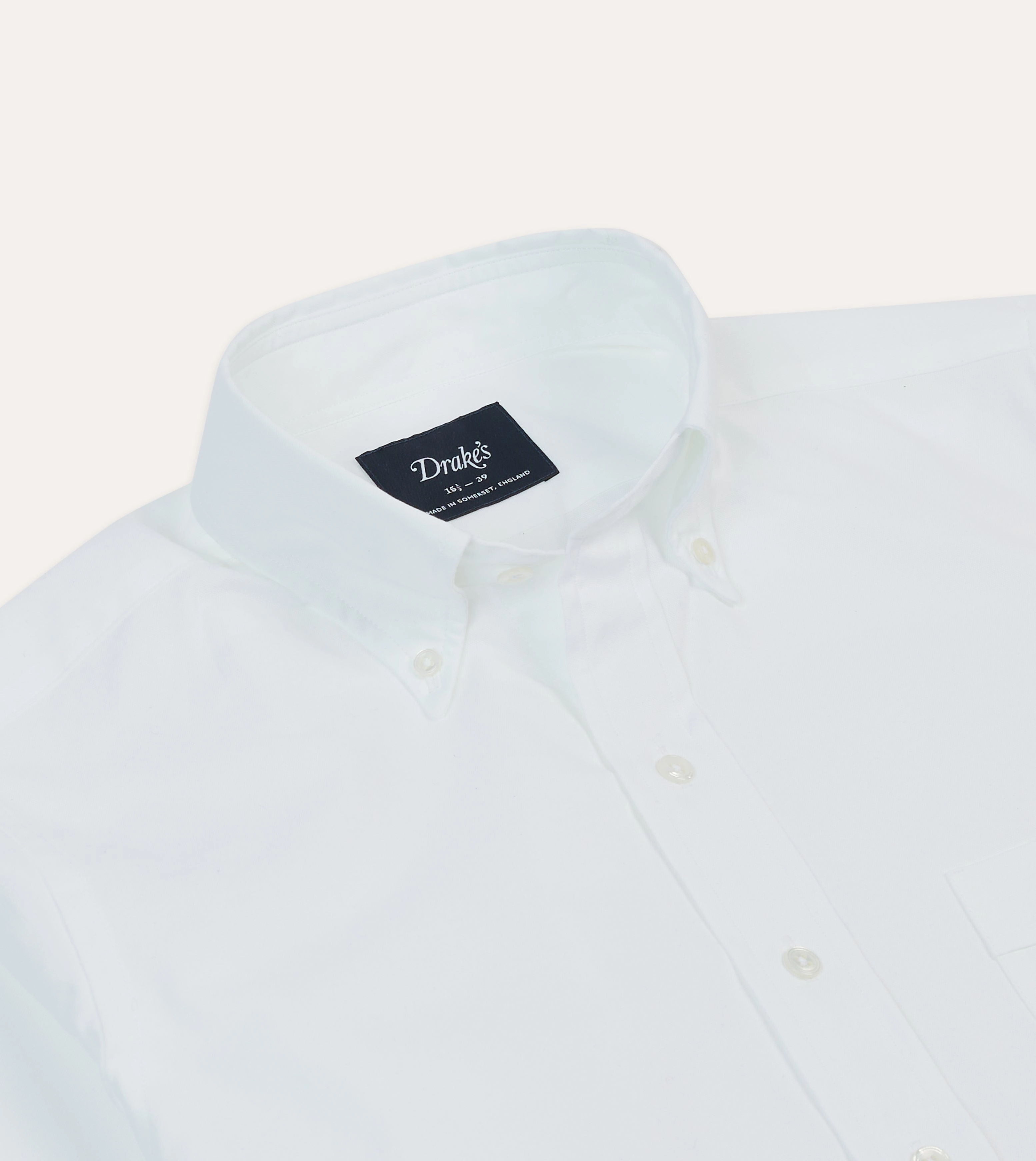 White Pinpoint Oxford Cotton Cloth Button-Down Shirt Adjustable Hem