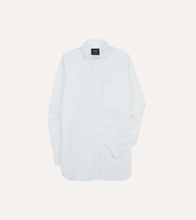 Weekend Outing Day-To-Night Wear White Pinpoint Oxford Cotton Cloth Button-Down Shirt