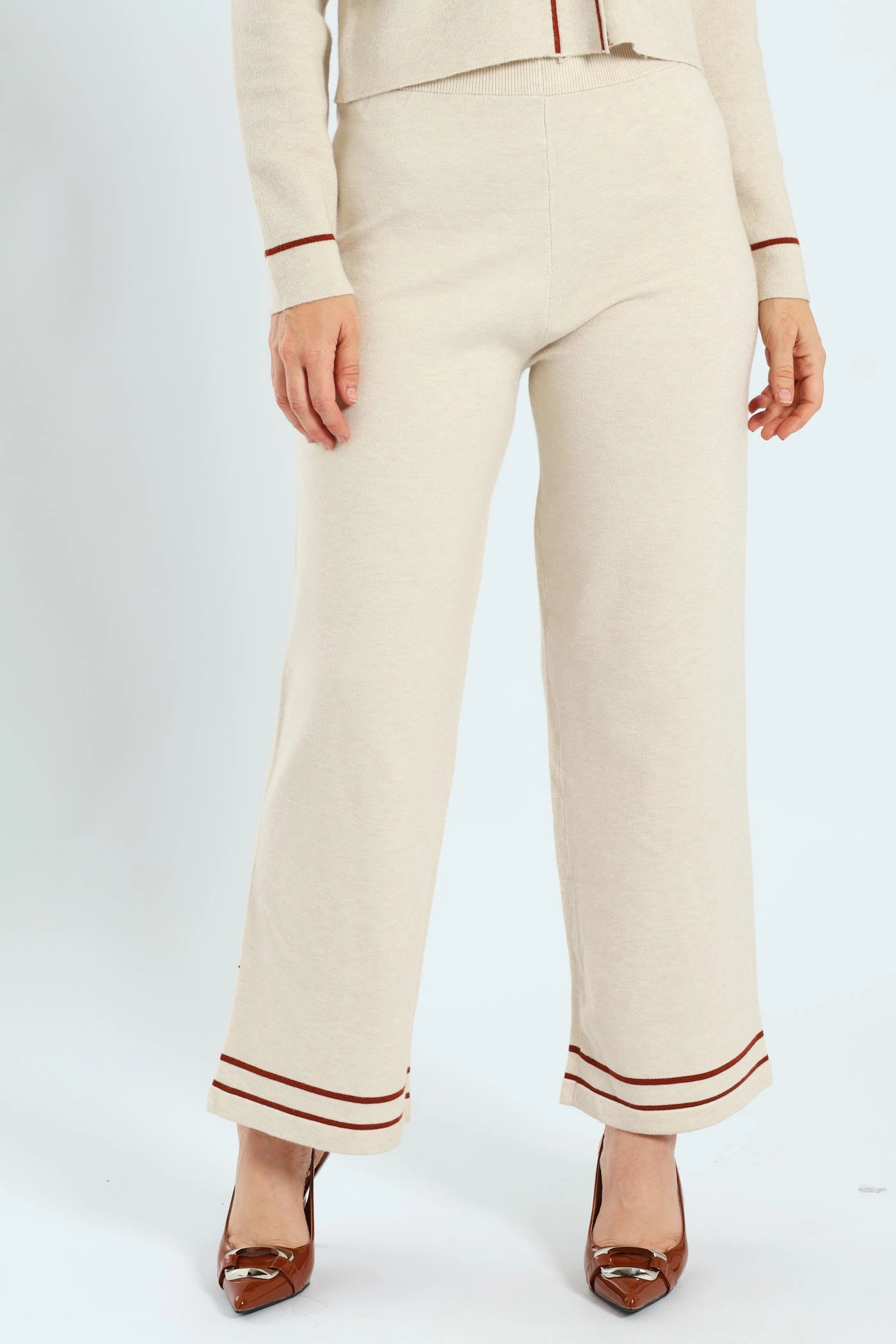 Wide Leg Knitwear Pants - Cream Street Utility
