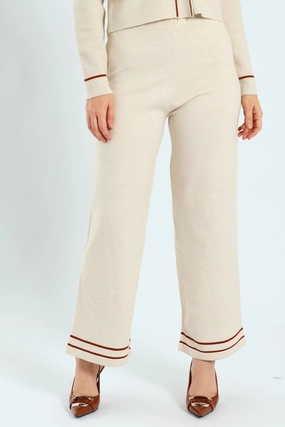 Wide Leg Knitwear Pants - Cream Street Utility
